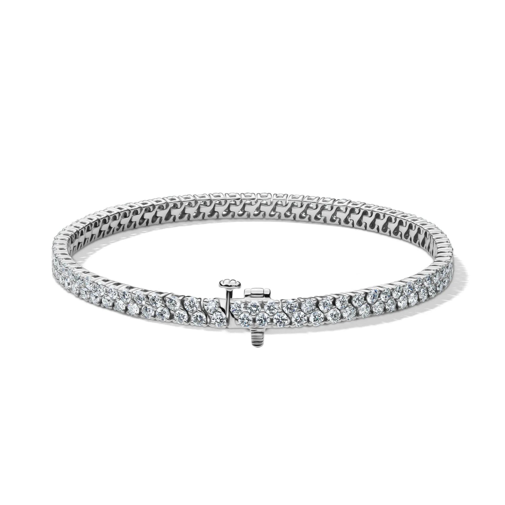 Lab Grown Diamond Double Row Tennis Bracelet 14K Gold White Size 4.00mm