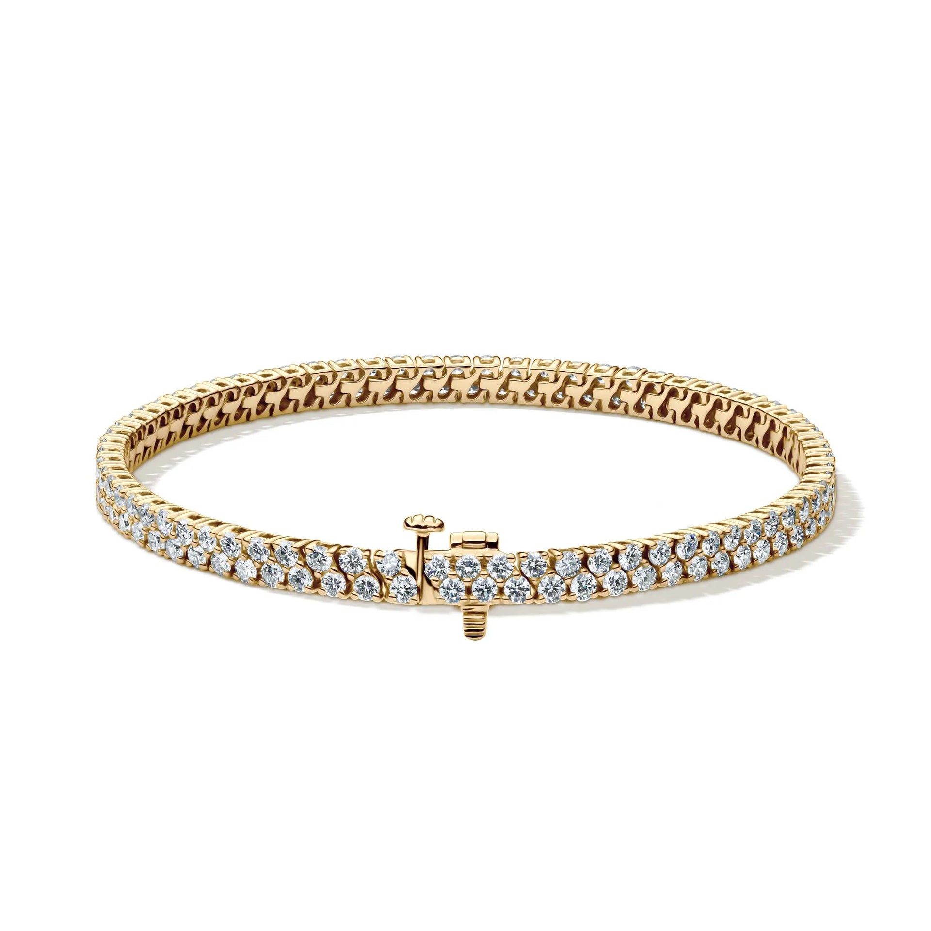 5 CT. Tw. Lab Grown Diamond Double Row Tennis Bracelet 14K Yellow Gold Size 4.00mm
