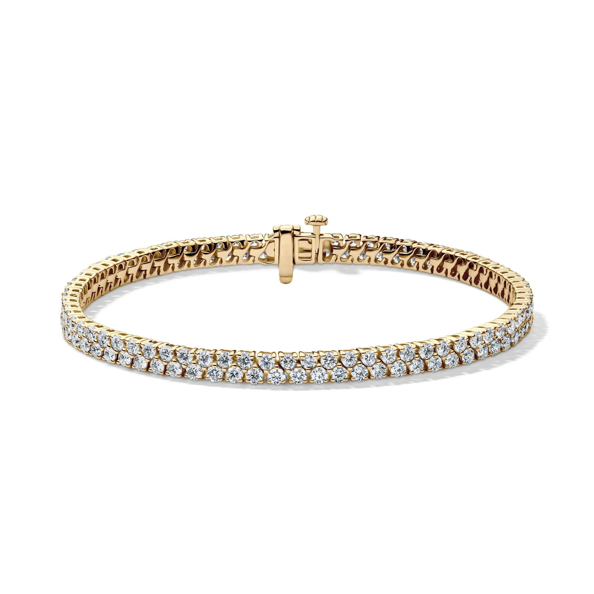 5 CT. Tw. Lab Grown Diamond Double Row Tennis Bracelet 14K Yellow Gold Size 4.00mm