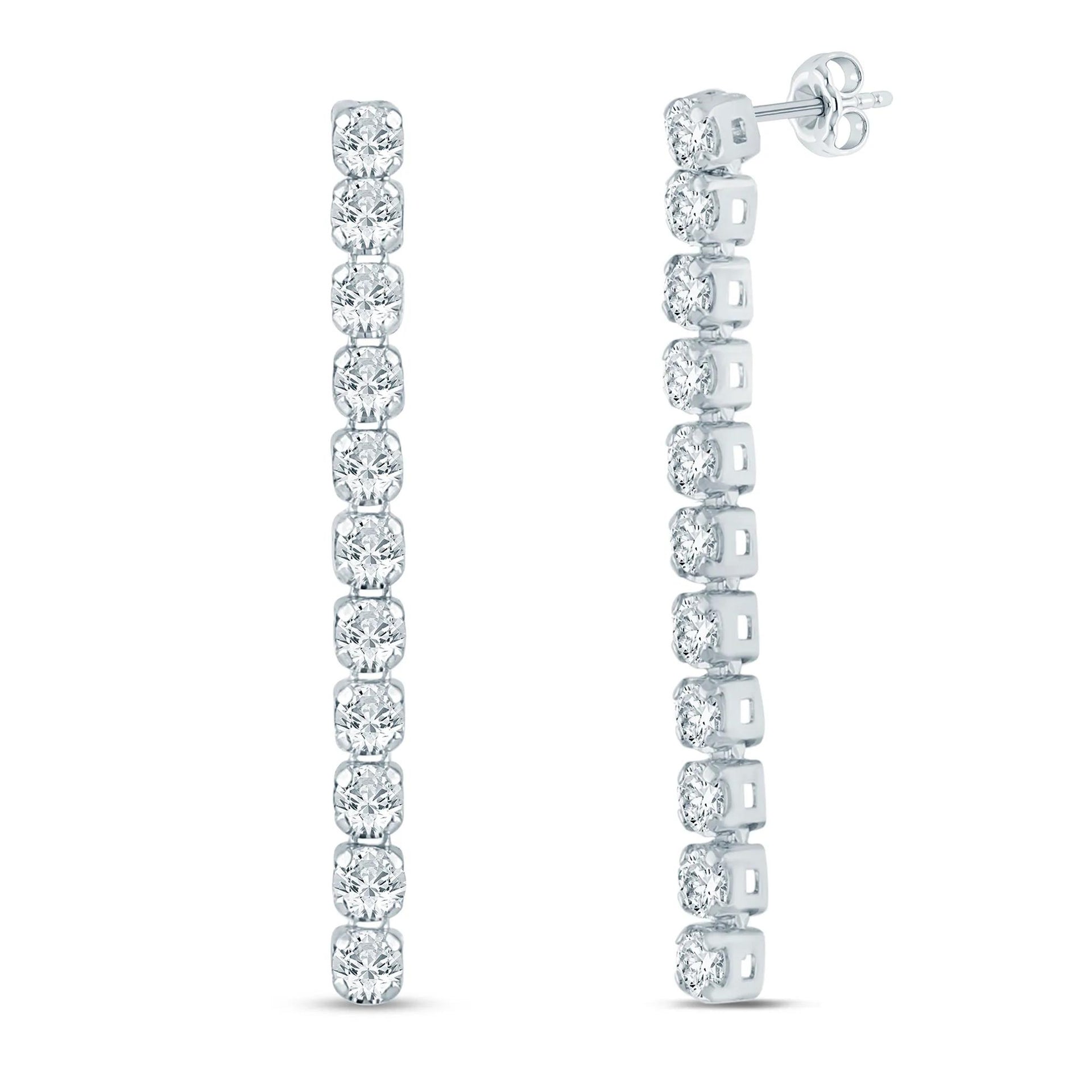 1/3 CT. Tw. Lab Grown Diamond Drop Earrings 14K White Gold Size 19.00mm