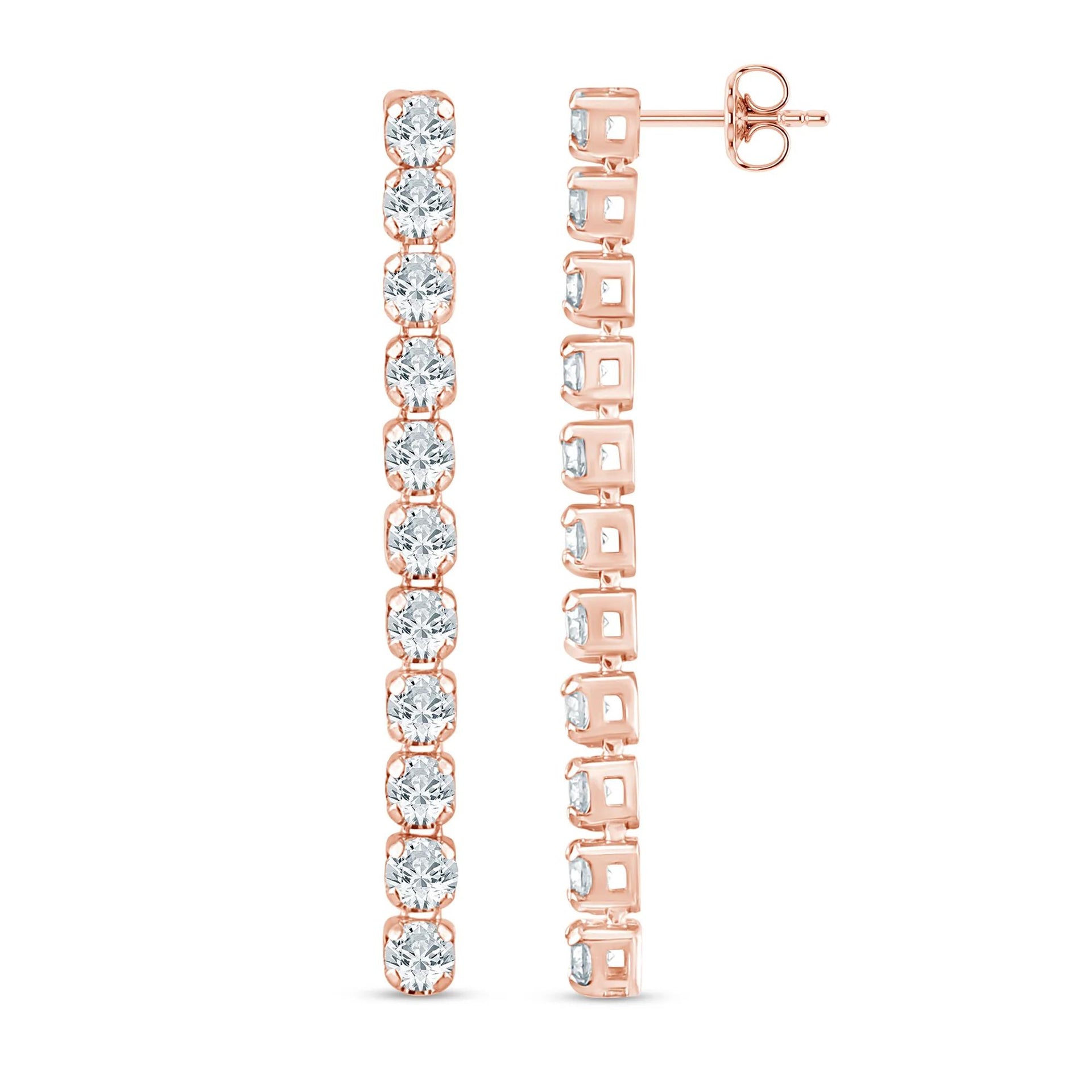 1/3 CT. Tw. Lab Grown Diamond Drop Earrings 14K Rose Gold Size 19.00mm