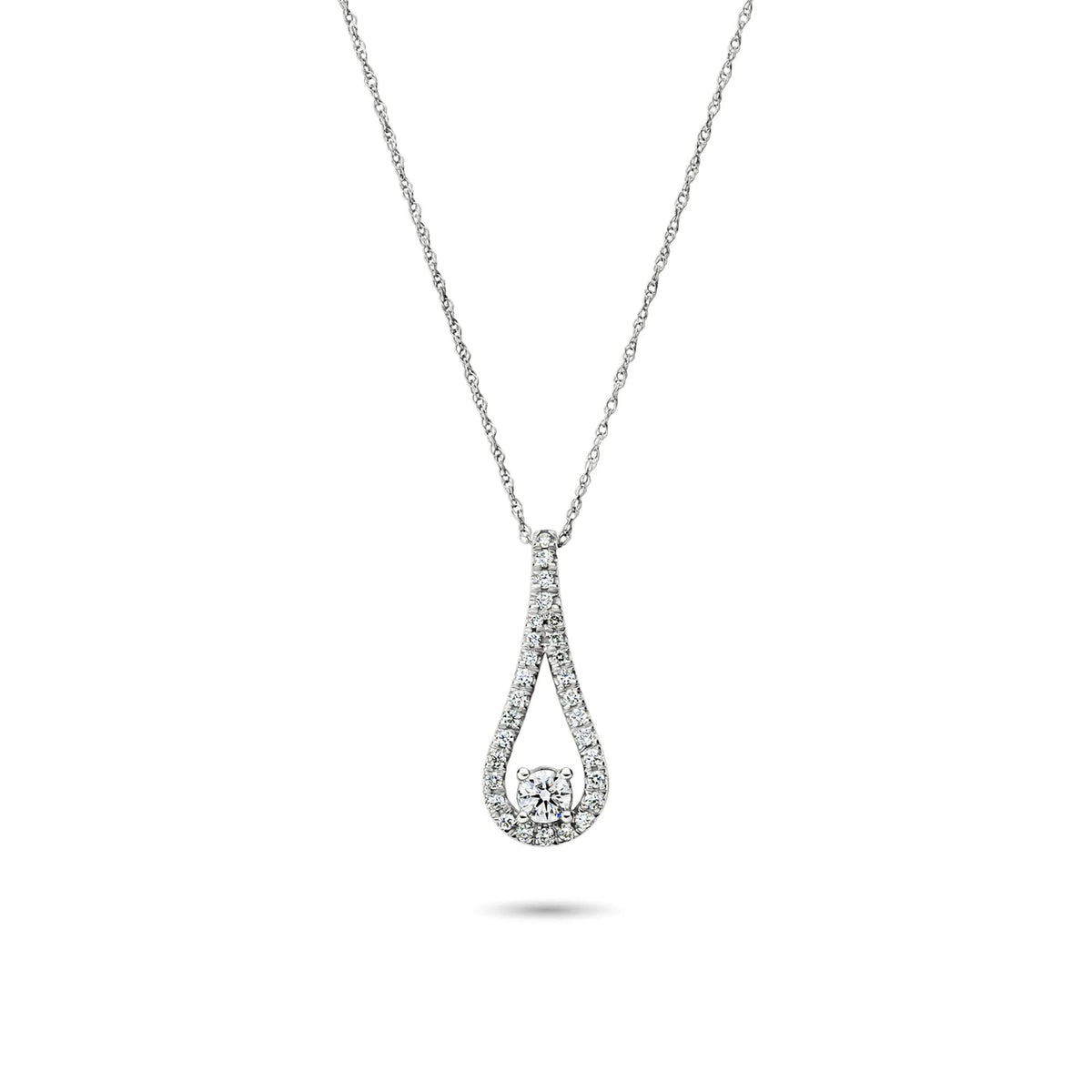 3/8 CT. Tw. Lab Grown Diamond Drop Pendant Necklace 14K White Gold Size 18"