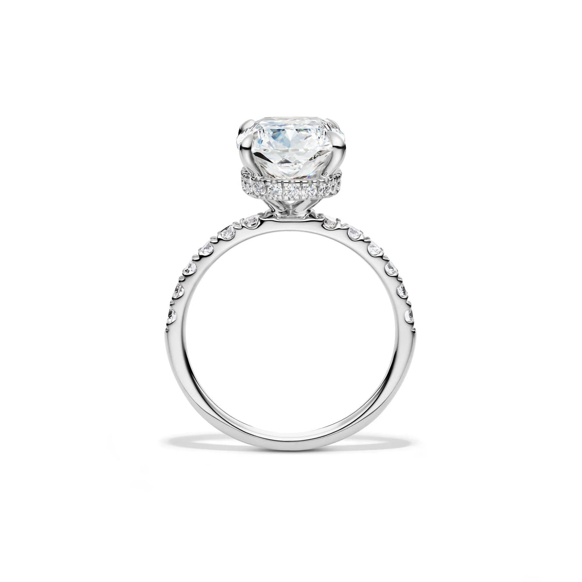 5 CT. Tw. Lab Grown Diamond Elongated Cushion-Cut Bridal Set 14K White Gold Ring Round Brilliant Cut Size 8 2mm