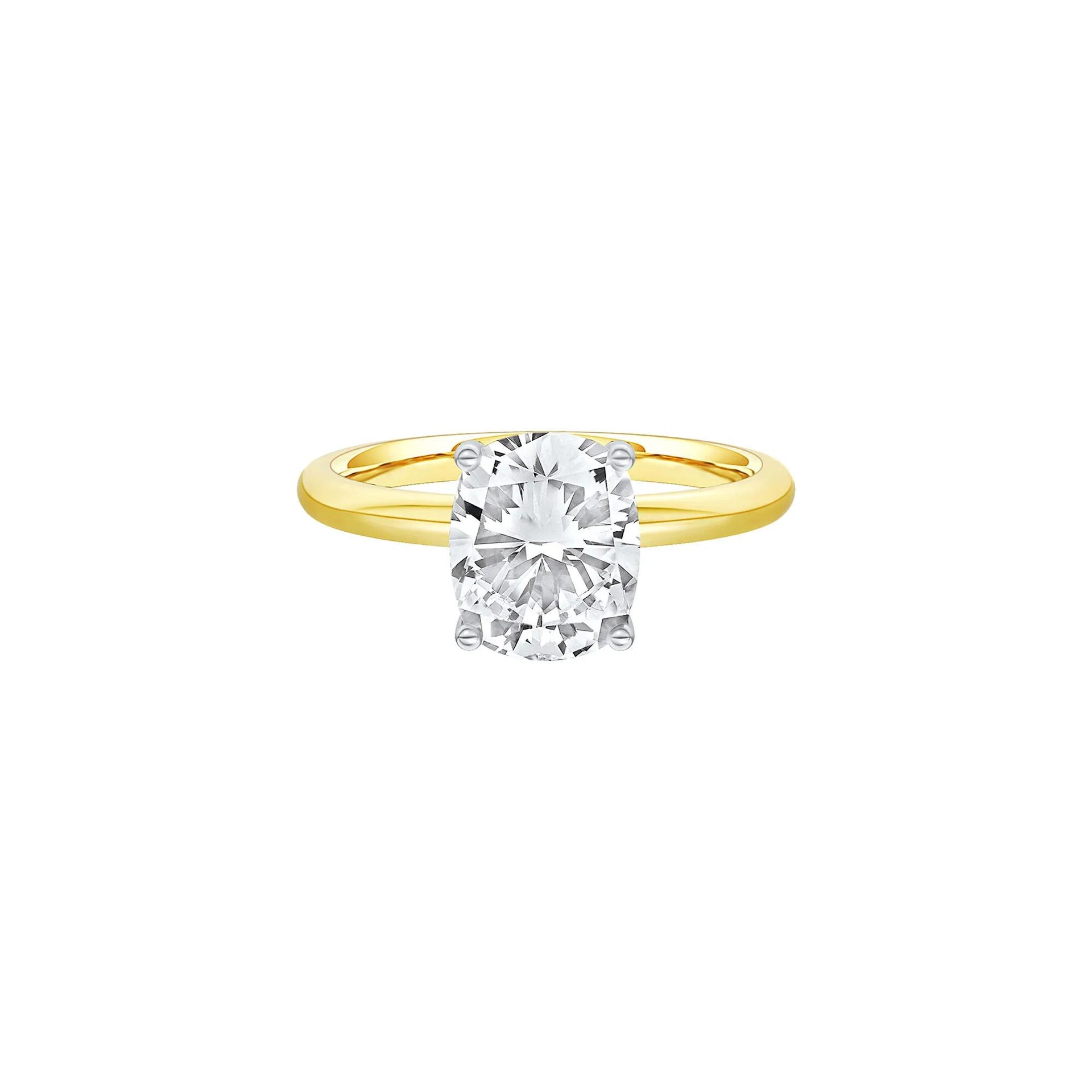 2 CT. Tw. Lab Grown Diamond Elongated Cushion-Cut Engagement Ring 14K Yellow and White Gold Size 8 2mm