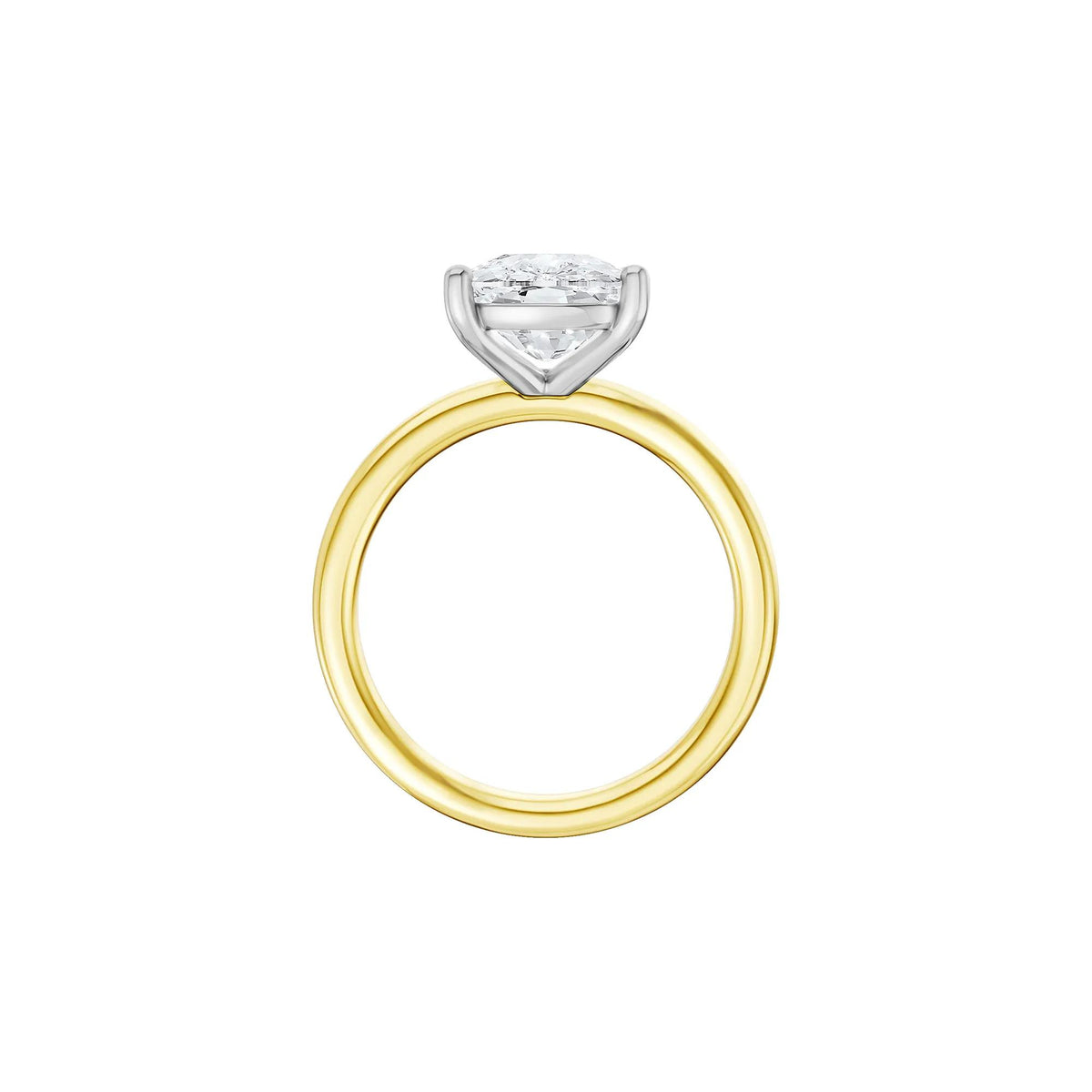 4 CT. Tw. Lab Grown Diamond Elongated Cushion-Cut Engagement Ring 14K Yellow and White Gold Size 4 2mm