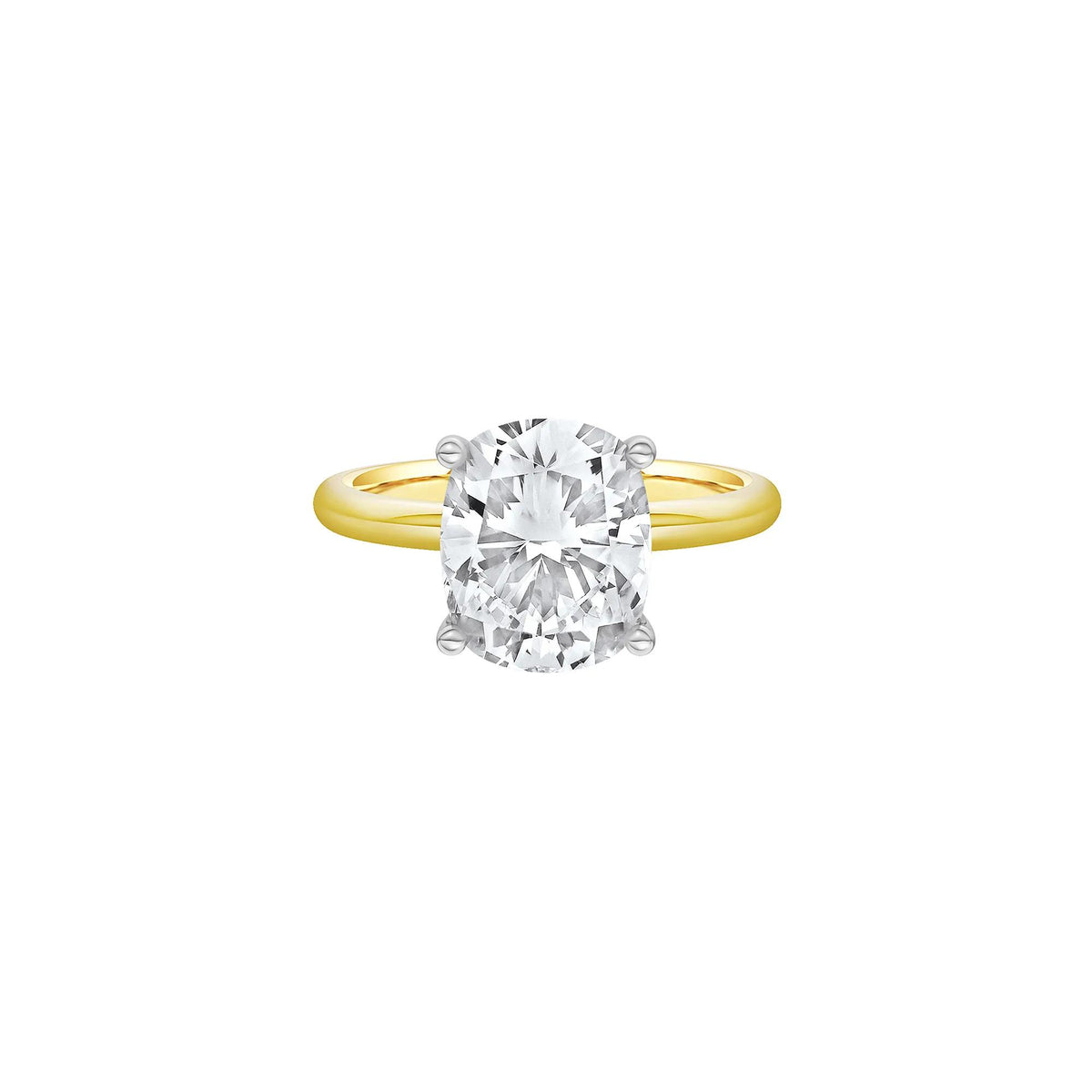 4 CT. Tw. Lab Grown Diamond Elongated Cushion-Cut Engagement Ring 14K Yellow and White Gold Size 4 2mm