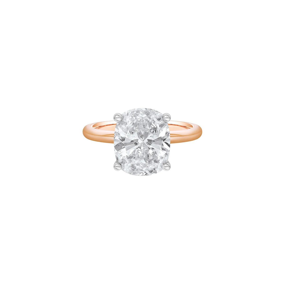5 CT. Tw. Lab Grown Diamond Elongated Cushion-Cut Engagement Ring 14K Rose and White Gold Size 9 2mm