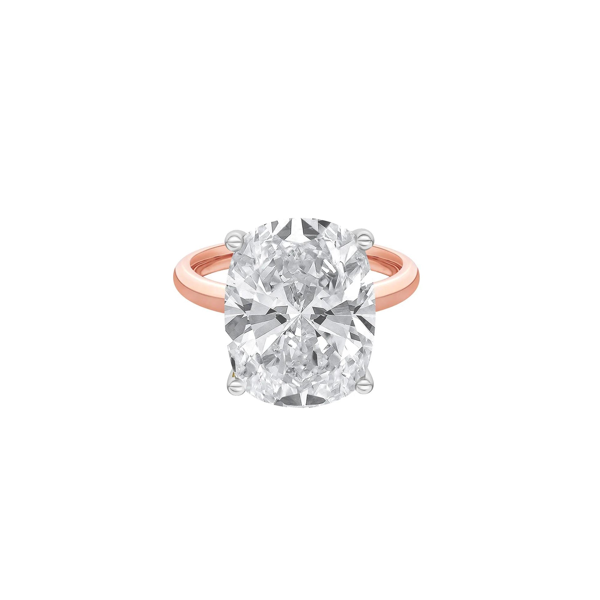 7 CT. Tw. Lab Grown Diamond Elongated Cushion-Cut Engagement Ring 14K Rose and White Gold Size 8 2mm