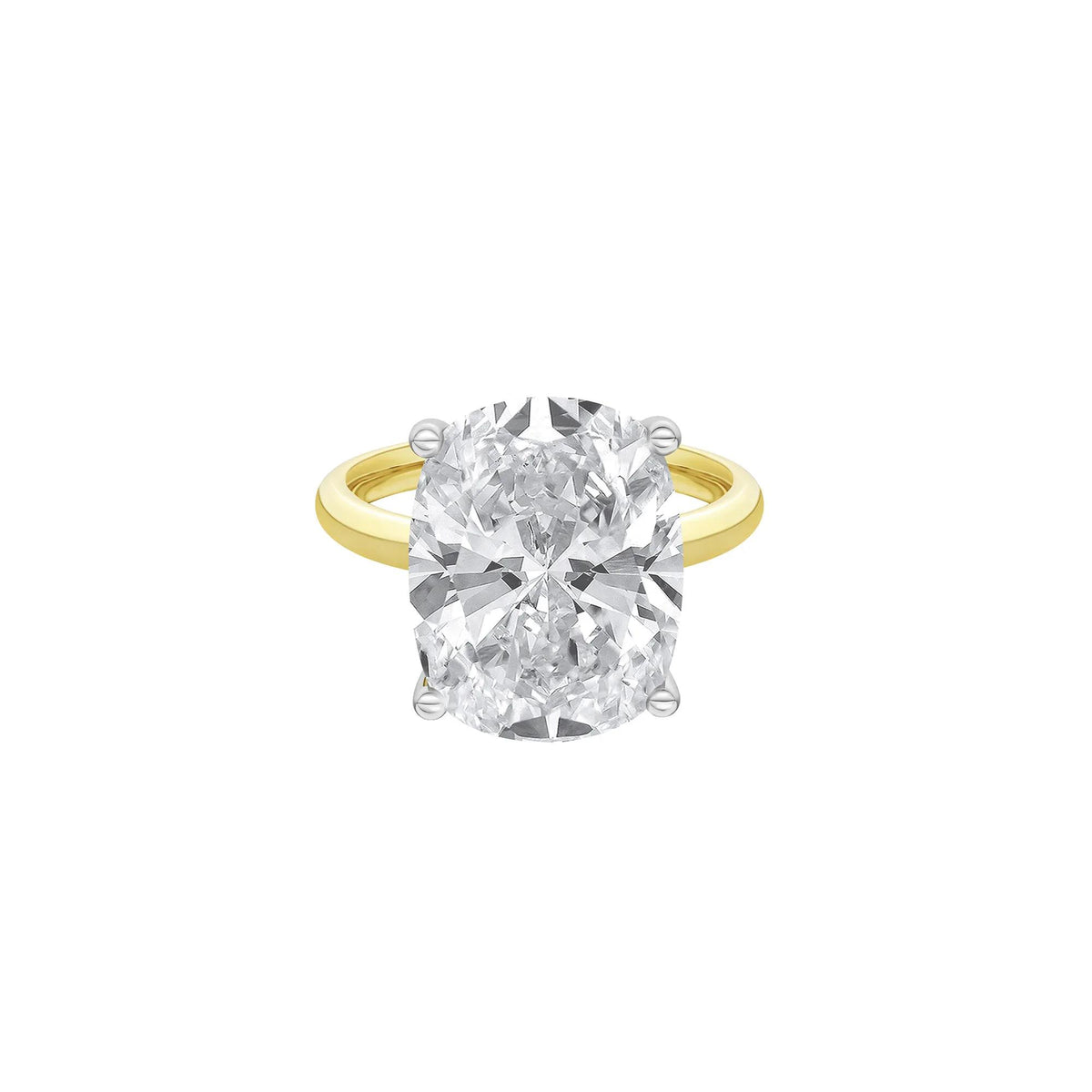 7 CT. Tw. Lab Grown Diamond Elongated Cushion-Cut Engagement Ring 14K Yellow and White Gold Size 7.5 2mm