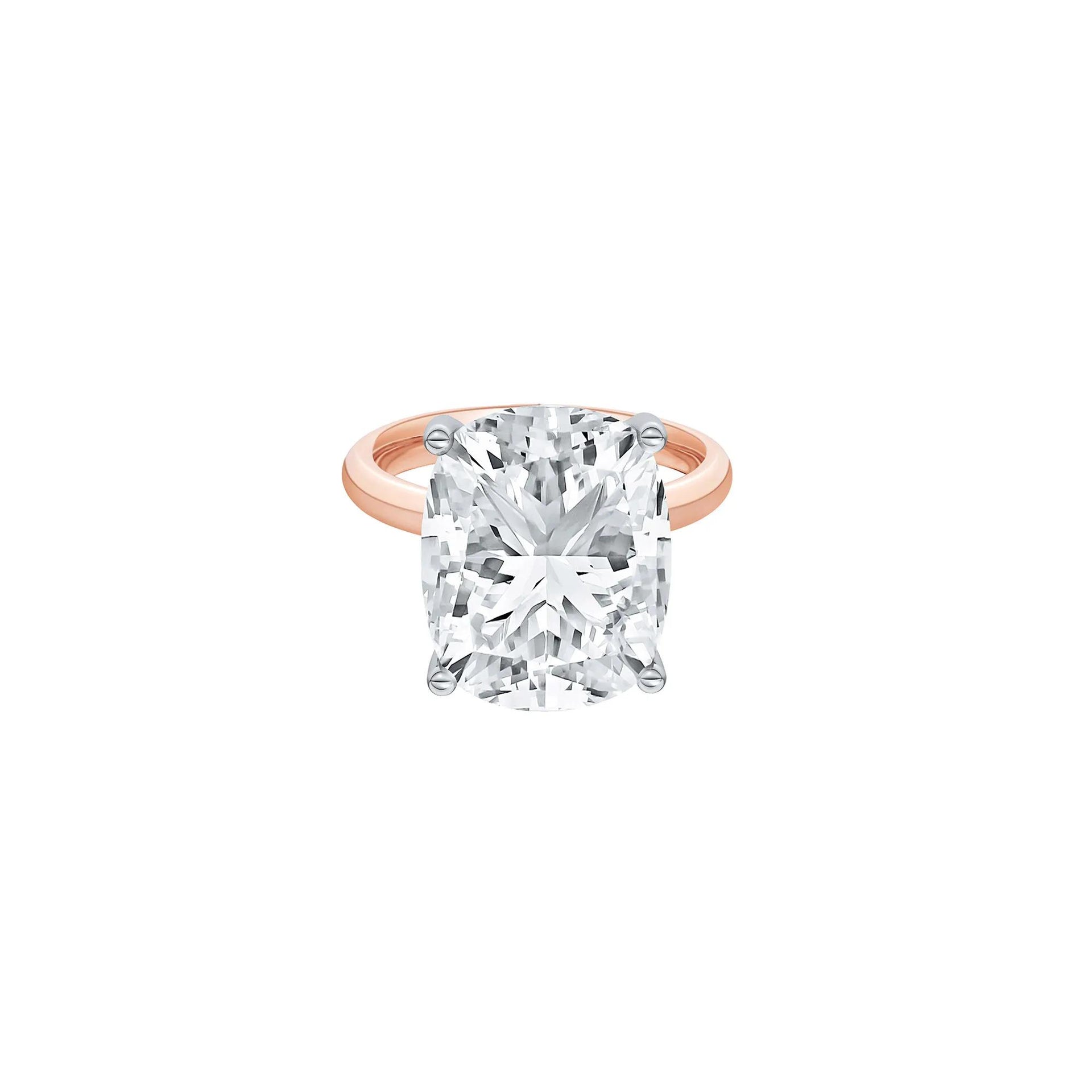9 CT. Tw. Lab Grown Diamond Elongated Cushion-Cut Engagement Ring 14K Rose and White Gold Size 4 2mm