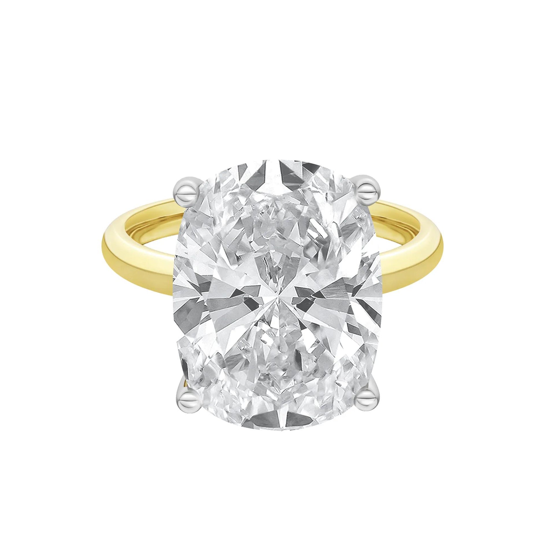 8 CT. Tw. Lab Grown Diamond Elongated Cushion-Cut Engagement Ring 14K Yellow and White Gold Size 4 2mm