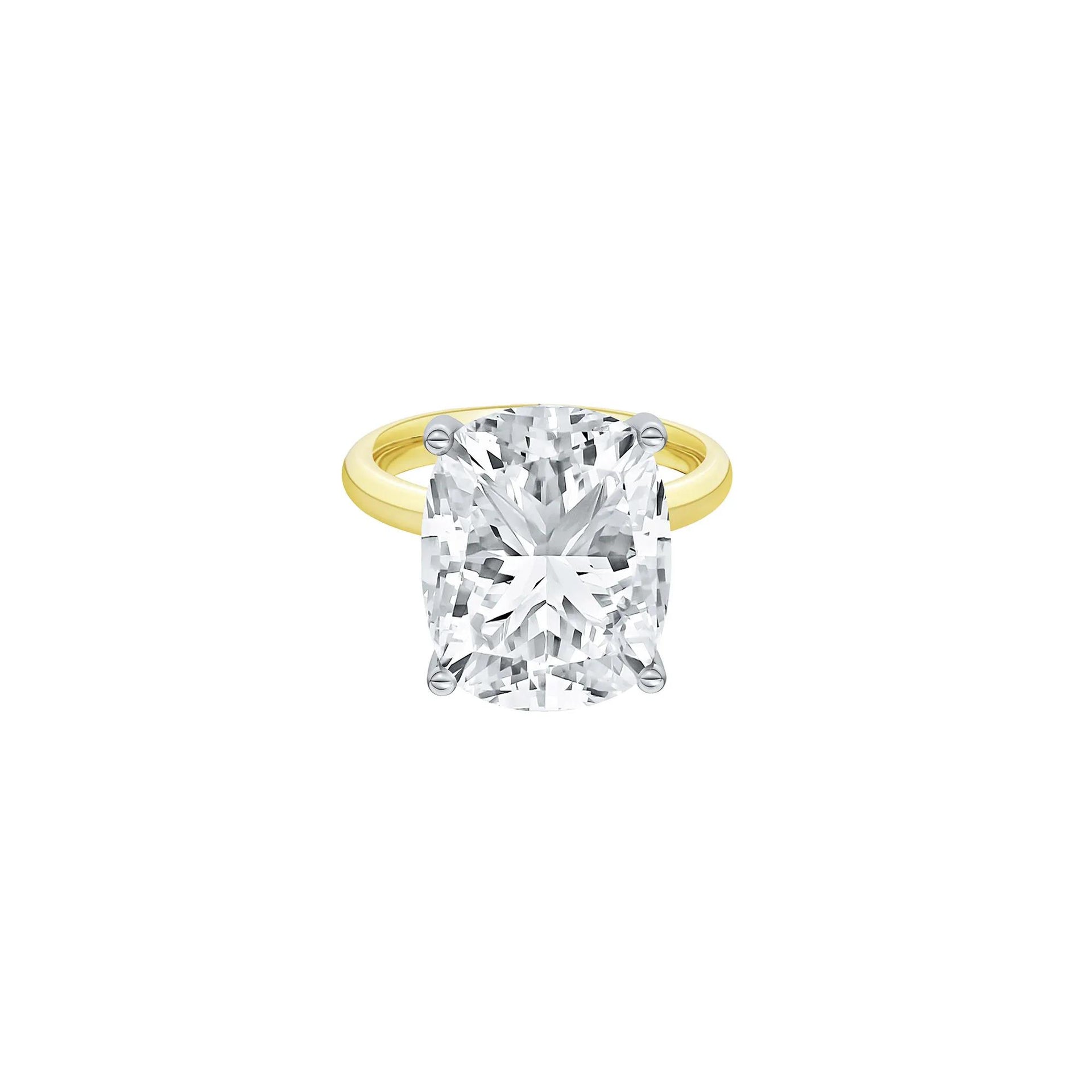 9 CT. Tw. Lab Grown Diamond Elongated Cushion-Cut Engagement Ring 14K Yellow and White Gold Size 9 2mm