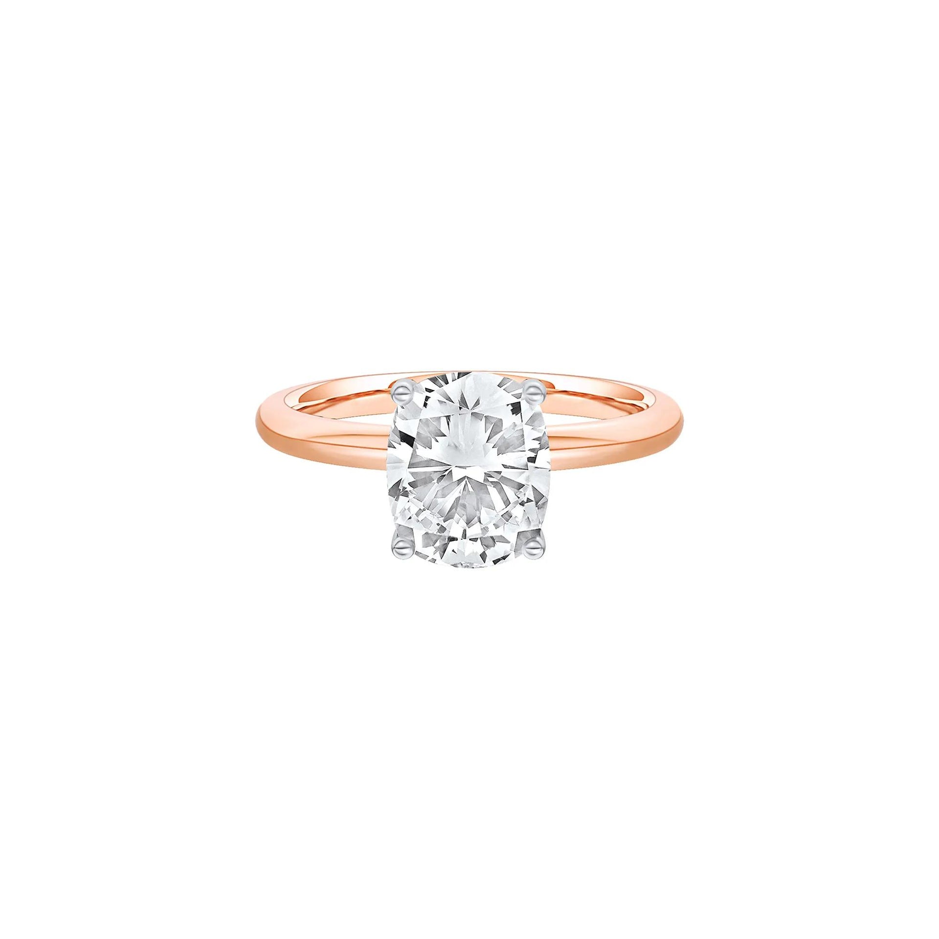 2 CT. Tw. Lab Grown Diamond Elongated Cushion-Cut Engagement Ring 14K Rose and White Gold Size 7 2mm