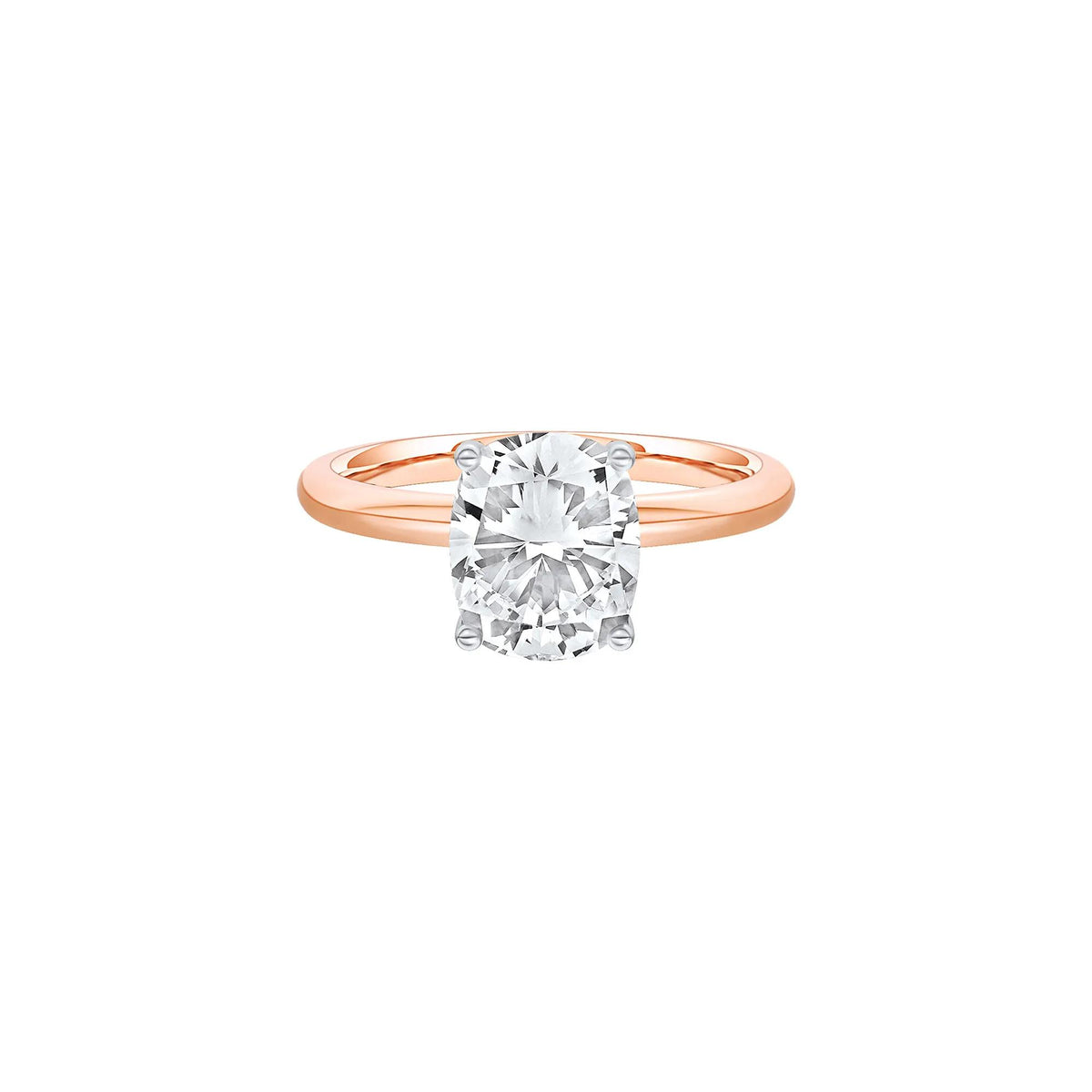 2 CT. Tw. Lab Grown Diamond Elongated Cushion-Cut Engagement Ring 14K Rose and White Gold Size 9 2mm
