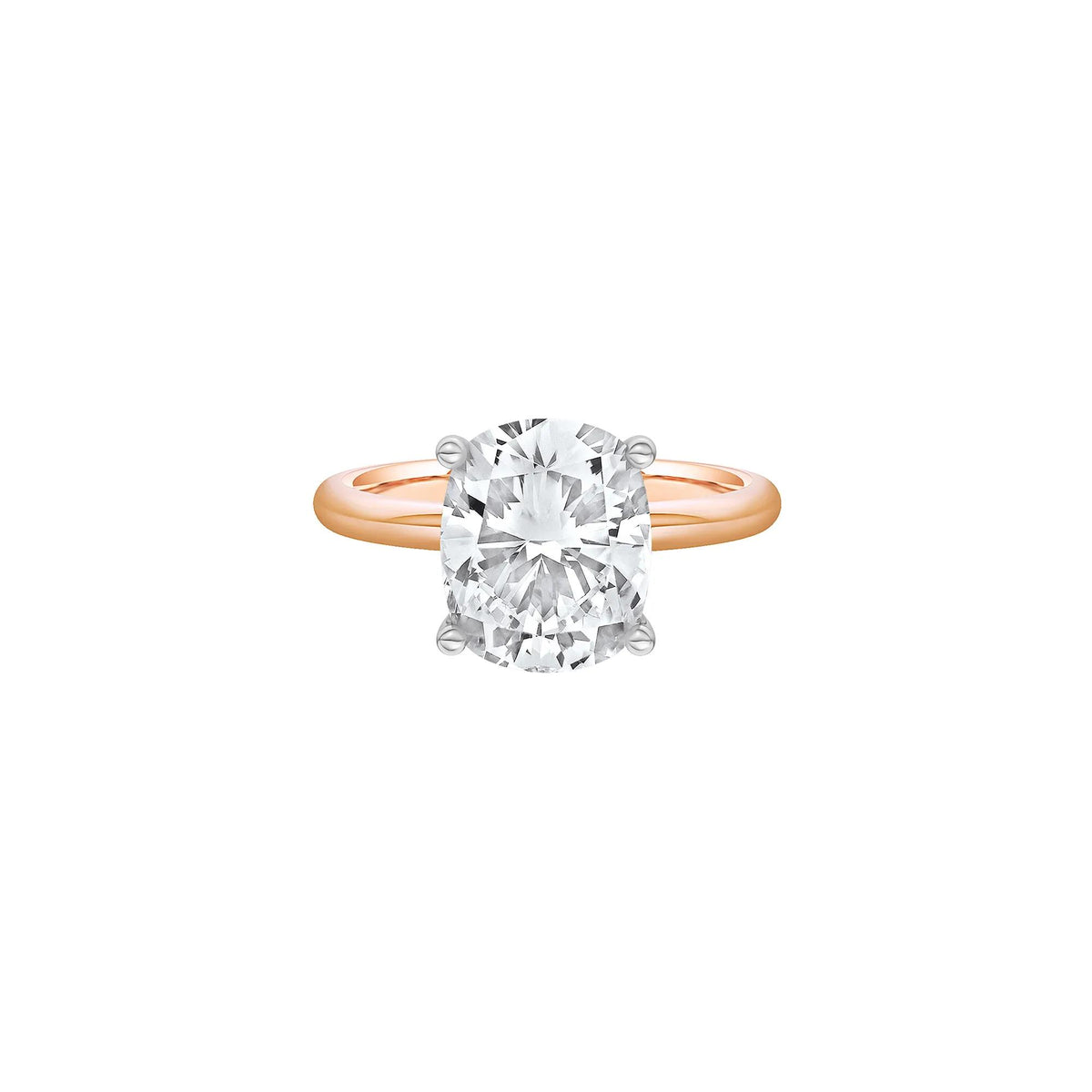 4 CT. Tw. Lab Grown Diamond Elongated Cushion-Cut Engagement Ring 14K Rose and White Gold Size 6 2mm
