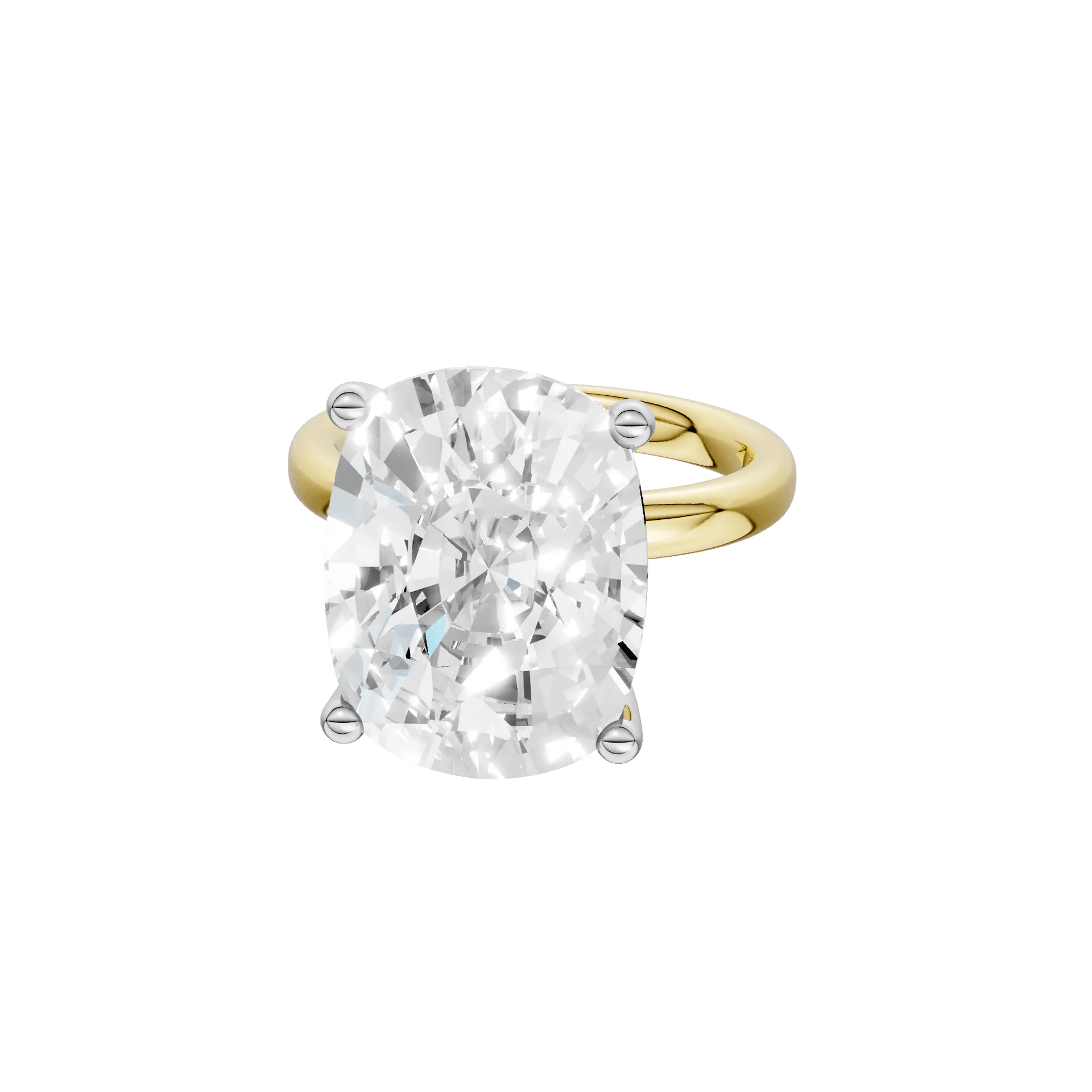Lab Grown Diamond Elongated Cushion Solitaire Engagement Ring 14K Yellow & White Gold (10 CT.) Size 4 2mm