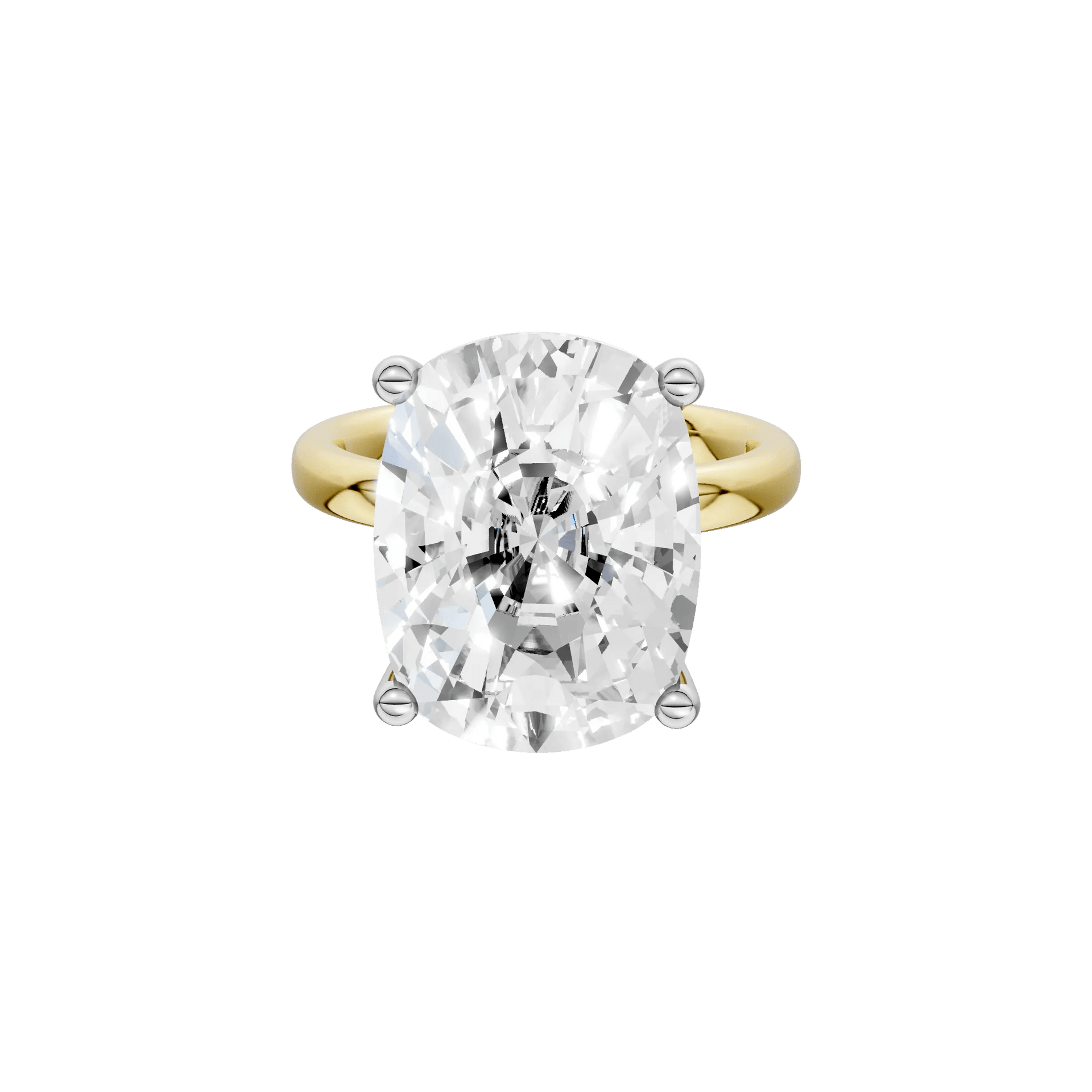 Lab Grown Diamond Elongated Cushion Solitaire Engagement Ring 14K Yellow & White Gold (10 CT.) Size 4 2mm