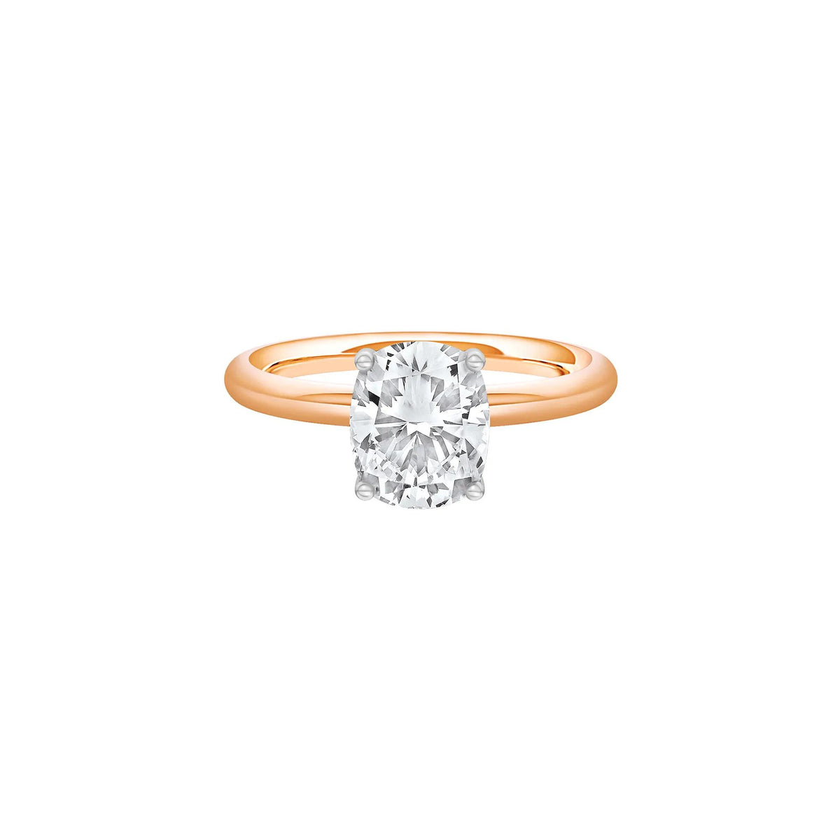 1/2 CT. Tw. Lab Grown Diamond Elongated Cushion-Cut Engagement Ring 14K Rose and White Gold Size 8 2mm