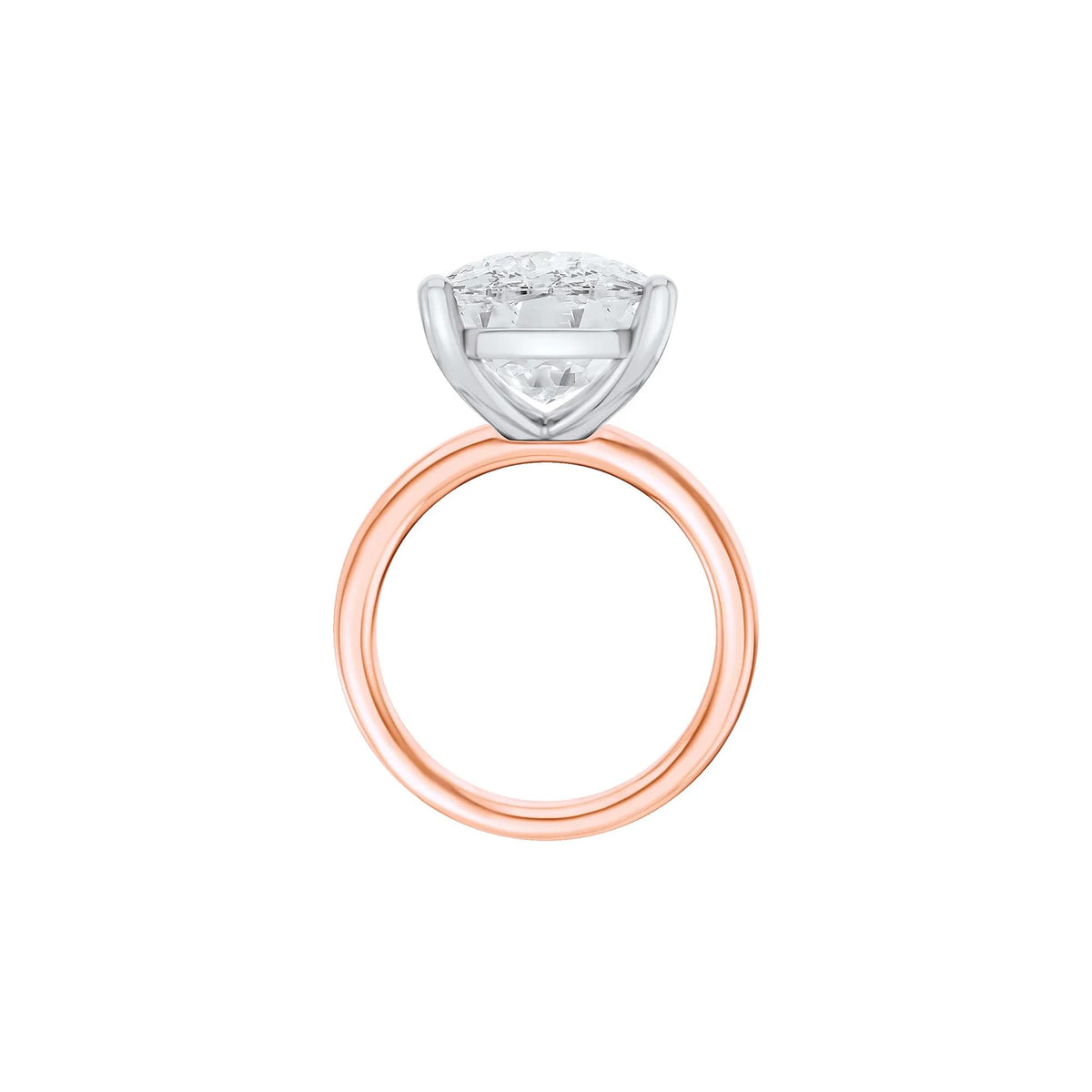 Lab Grown Diamond Elongated Cushion Solitaire Ring 14K Rose & White Gold (10 CT.) Size 6.5 2mm