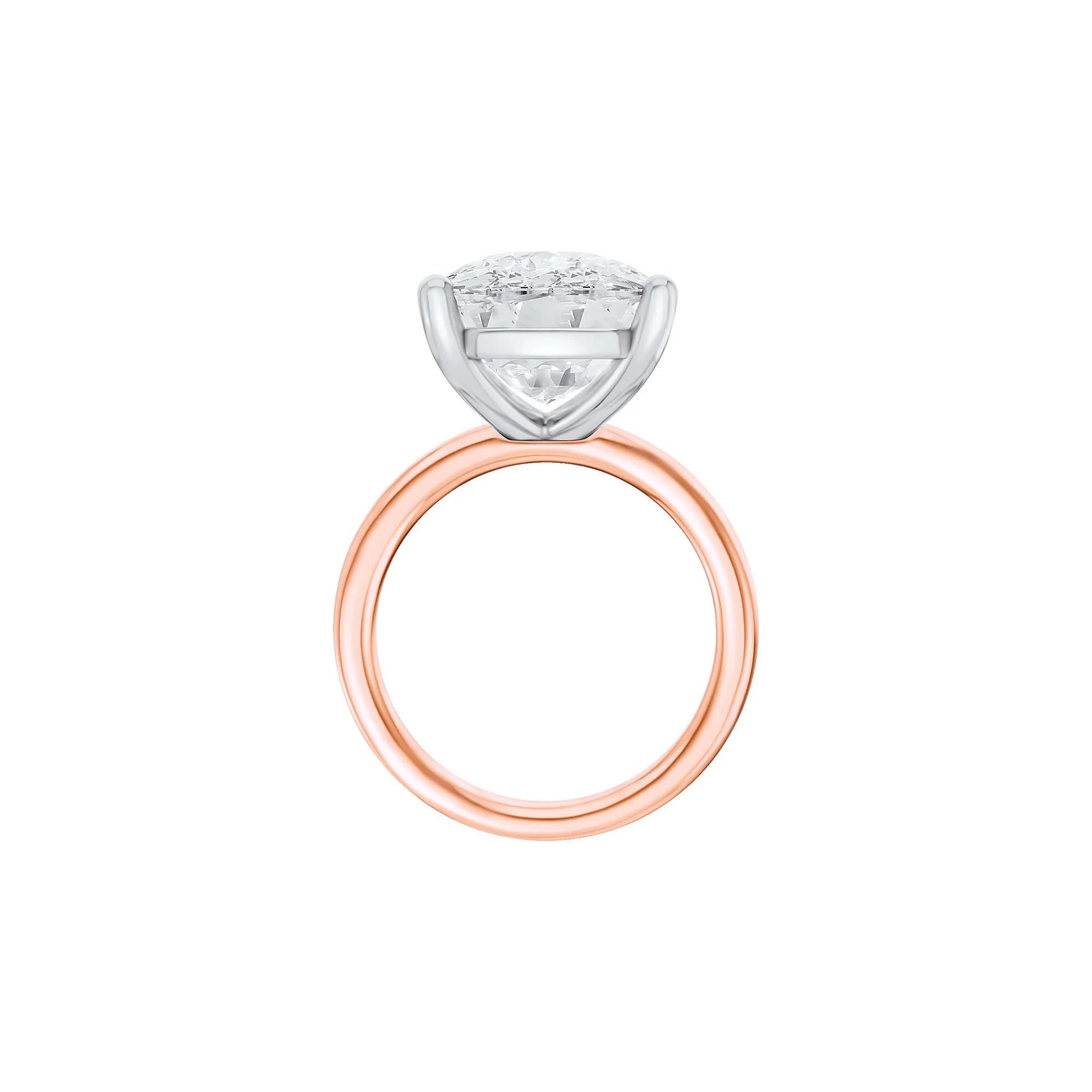Lab Grown Diamond Elongated Cushion Solitaire Ring 14K Rose & White Gold (10 CT.) Size 10.5 2mm