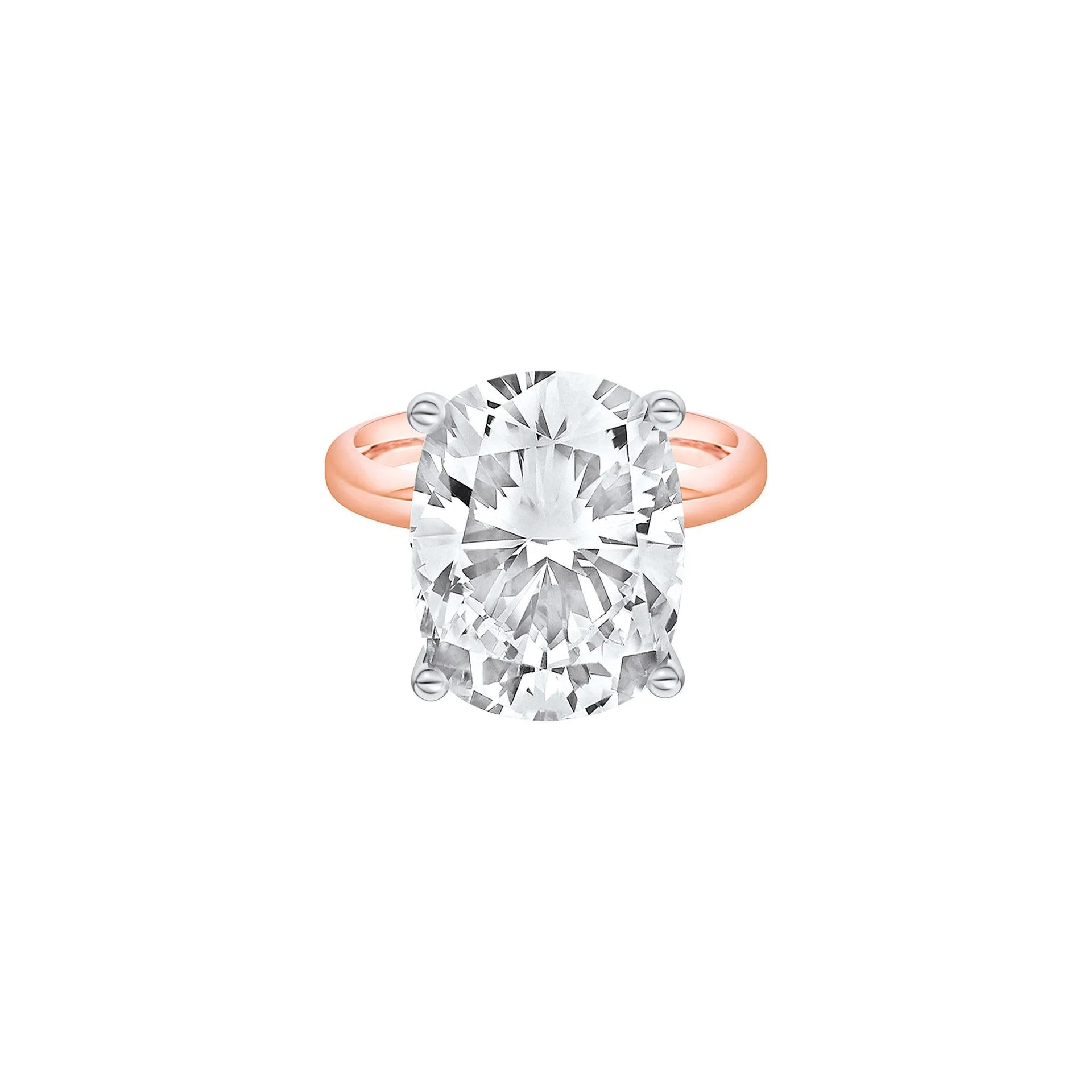 Lab Grown Diamond Elongated Cushion Solitaire Ring 14K Rose & White Gold (10 CT.) Size 11.5 2mm