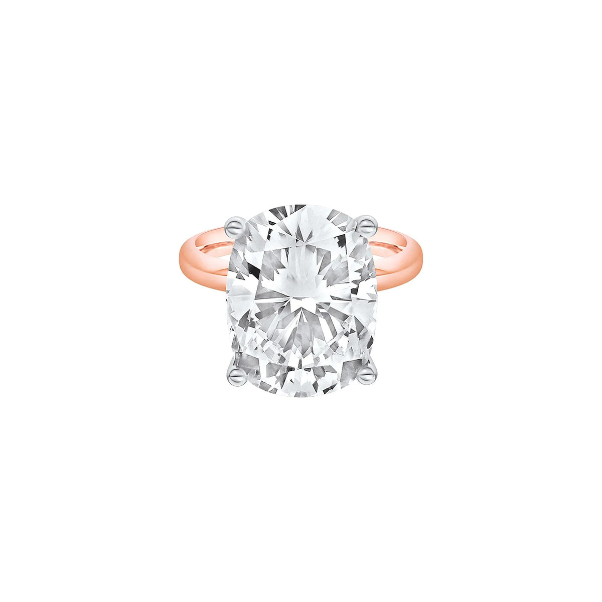 Lab Grown Diamond Elongated Cushion Solitaire Ring 14K Rose & White Gold (10 CT.) Size 6.5 2mm