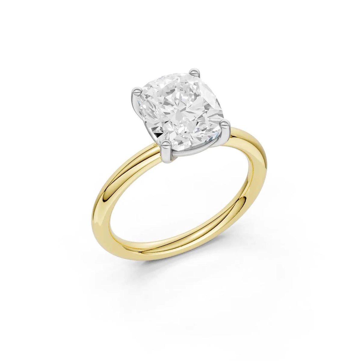 3 CT. Tw. Lab Grown Diamond Elongated Cushion-Cut Engagement Ring 14K Yellow and White Gold Size 6.5 2mm