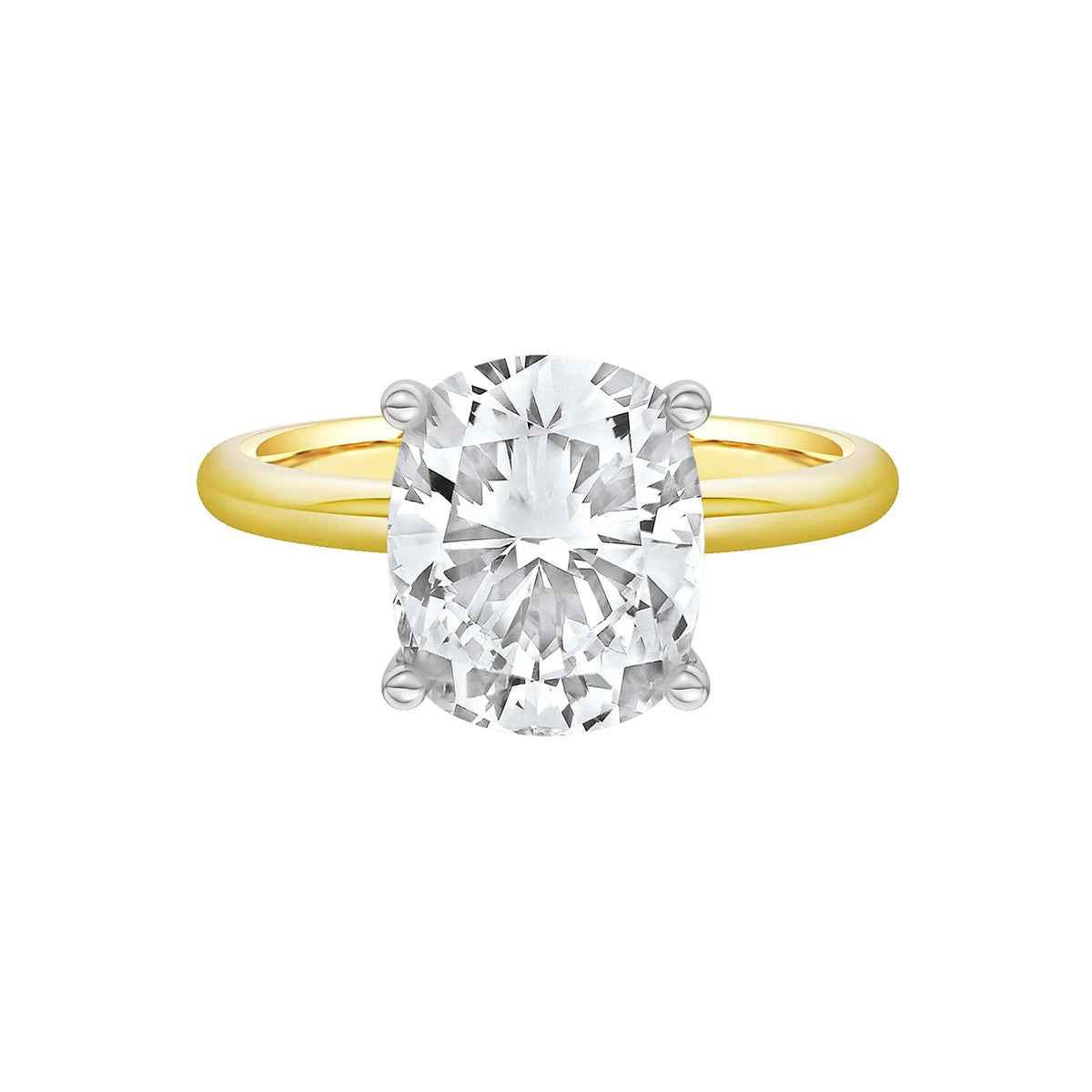 3 CT. Tw. Lab Grown Diamond Elongated Cushion-Cut Engagement Ring 14K Yellow and White Gold Size 6.5 2mm