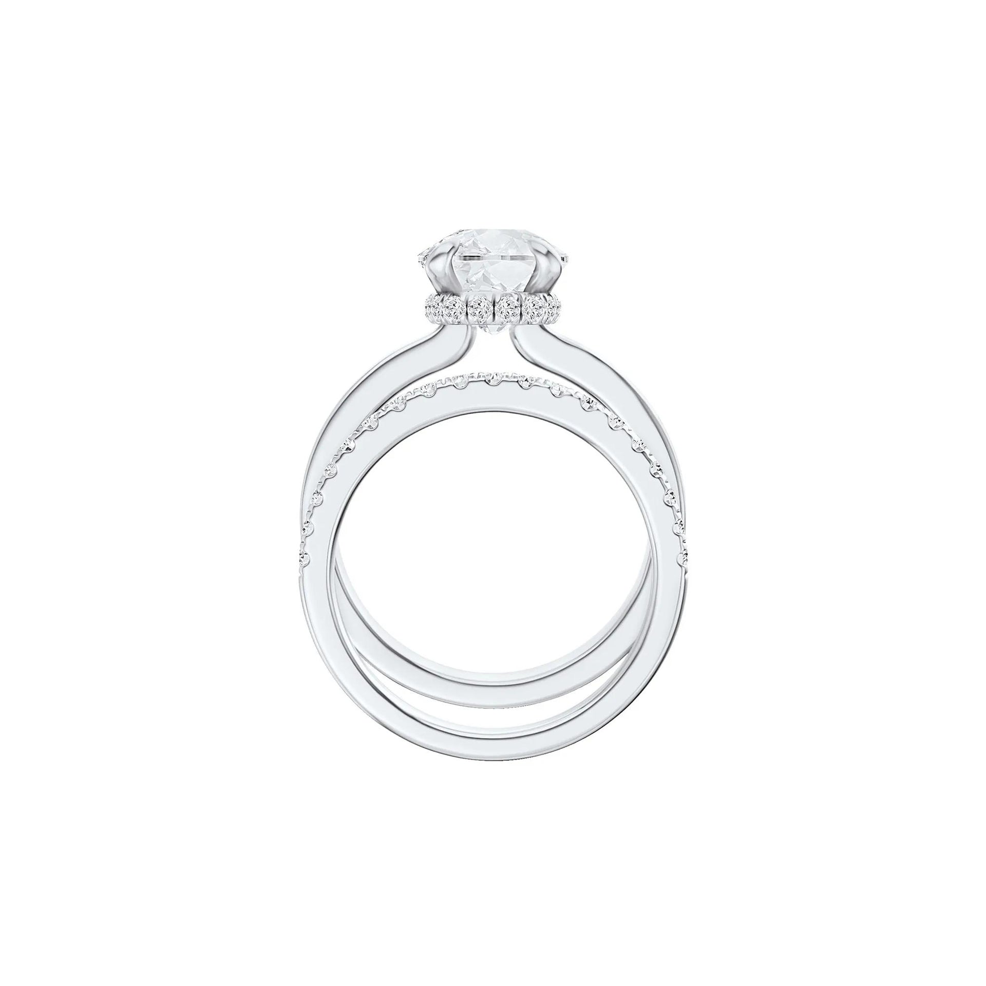 4 CT. Tw. Lab Grown Diamond Elongated Cushion-Cut Engagement Ring 14K White Gold Round Brilliant Cut Size 6 3mm
