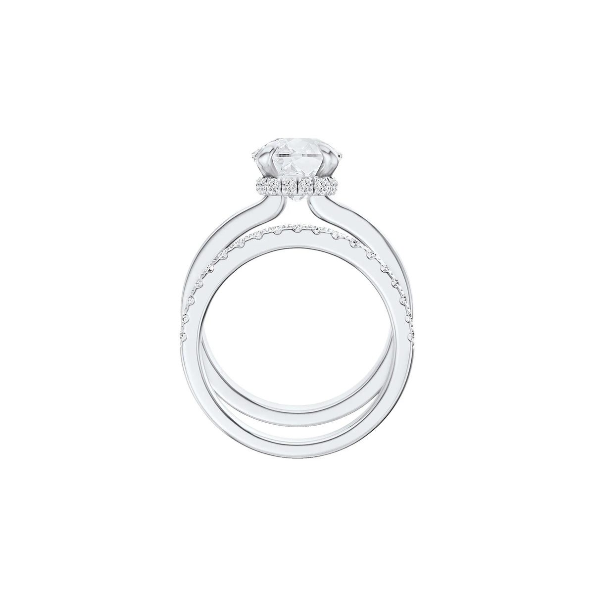 4 CT. Tw. Lab Grown Diamond Elongated Cushion-Cut Engagement Ring 14K White Gold Round Brilliant Cut Size 10 3mm