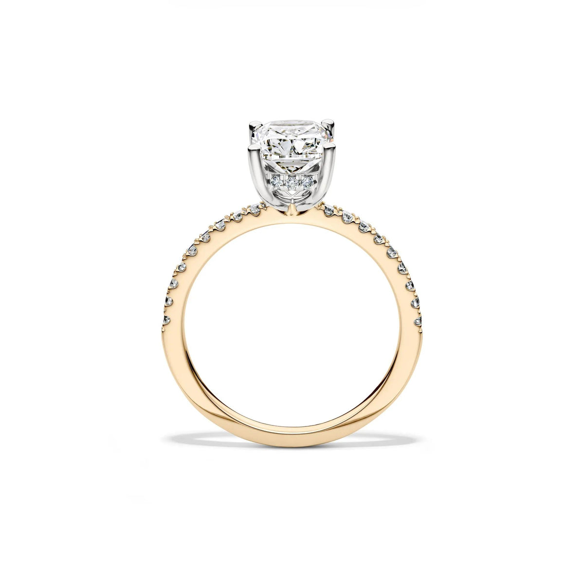 2 1/4 CT. Tw. Lab Grown Diamond Elongated Cushion Engagement Ring 14K Yellow Gold Round Brilliant Cut Size 8.5