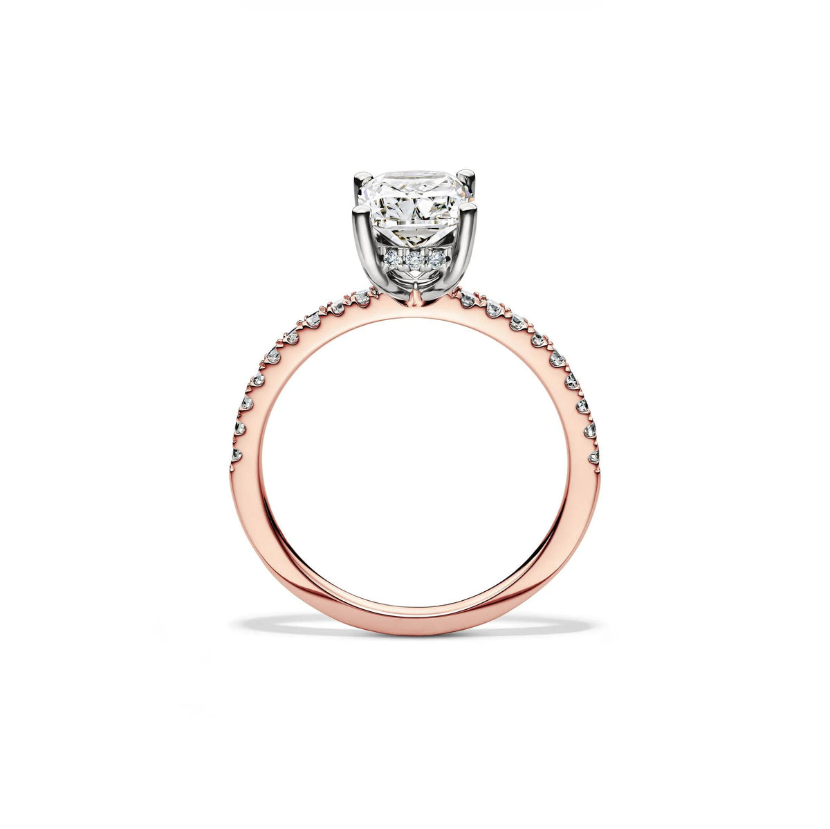 2 1/4 CT. Tw. Lab Grown Diamond Elongated Cushion Engagement Ring 14K Rose Gold Round Brilliant Cut Size 5