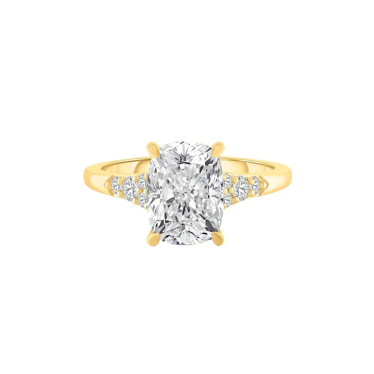 3 1/4 CT. Tw. Lab Grown Diamond Elongated Cushion Engagement Ring 14K Yellow Gold Size 7.5 10.5mm