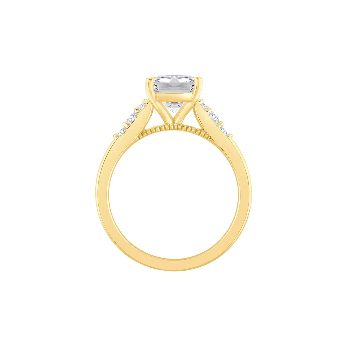3 1/4 CT. Tw. Lab Grown Diamond Elongated Cushion Engagement Ring 14K Yellow Gold Size 7.5 10.5mm