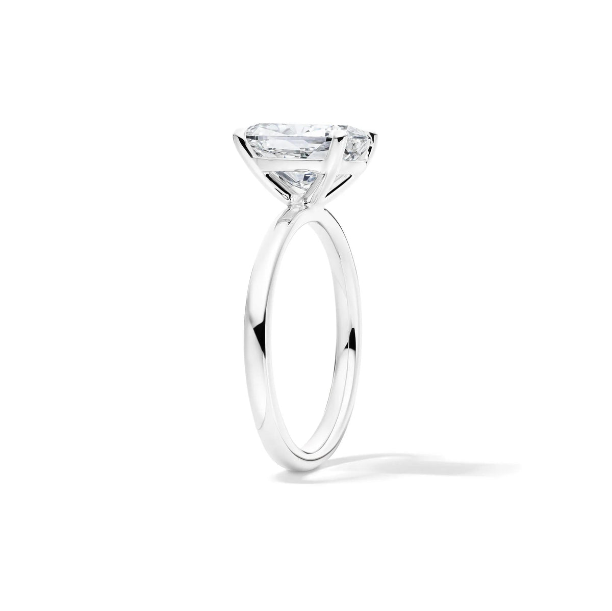 Lab Grown Diamond Elongated Cushion Solitaire Engagement Ring 14K White Gold (3 CT.) Size 10 2mm