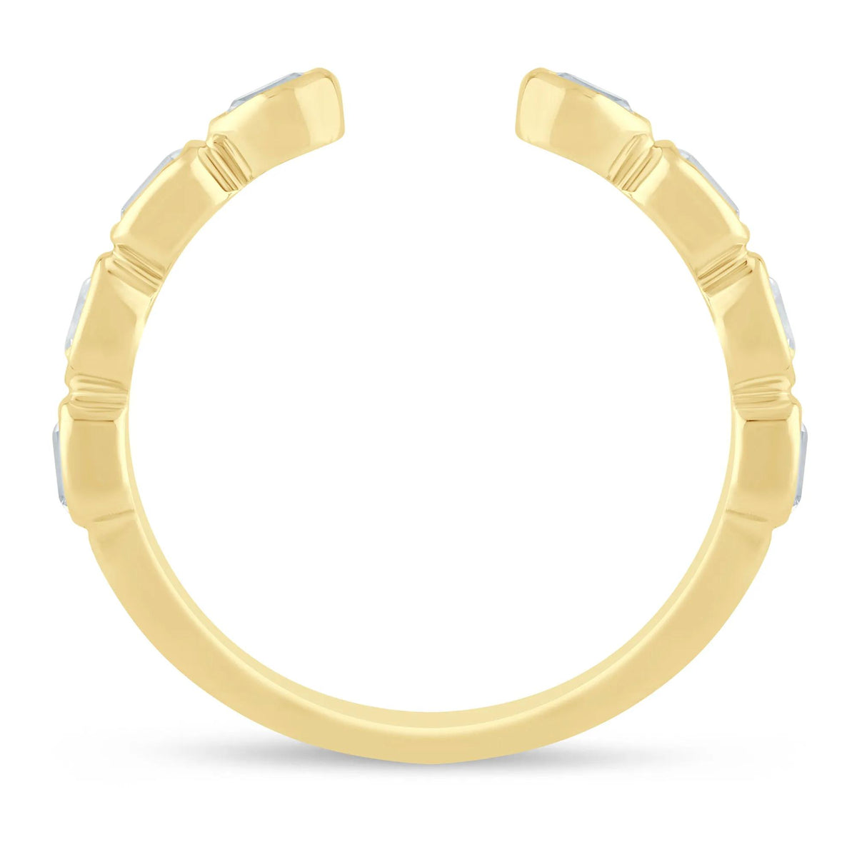 5/8 CT. Tw. Lab Grown Diamond Emerald and Oval Open Band Ring 14K Yellow Gold Size 6.5 1mm