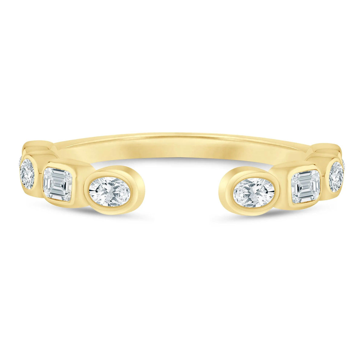 5/8 CT. Tw. Lab Grown Diamond Emerald and Oval Open Band Ring 14K Yellow Gold Size 6.5 1mm