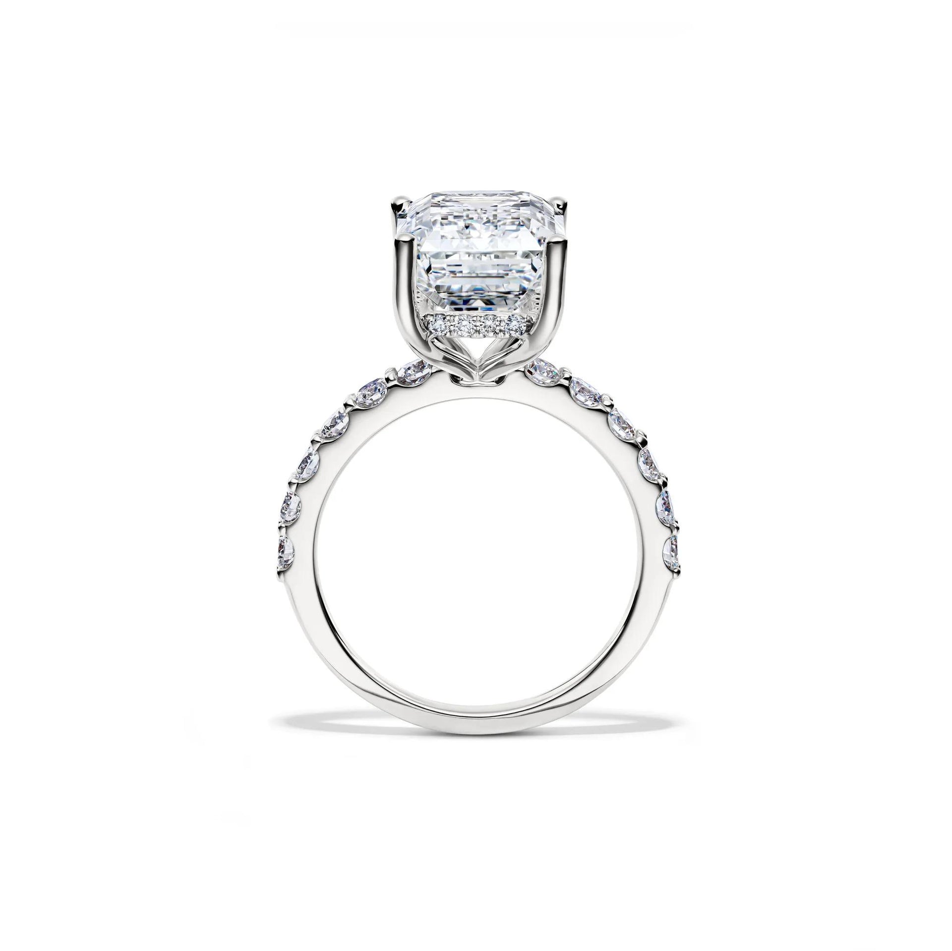 7 3/4 CT. Tw. Lab Grown Diamond Emerald-Cut Engagement Ring 14K White Gold Size 7 12.5mm