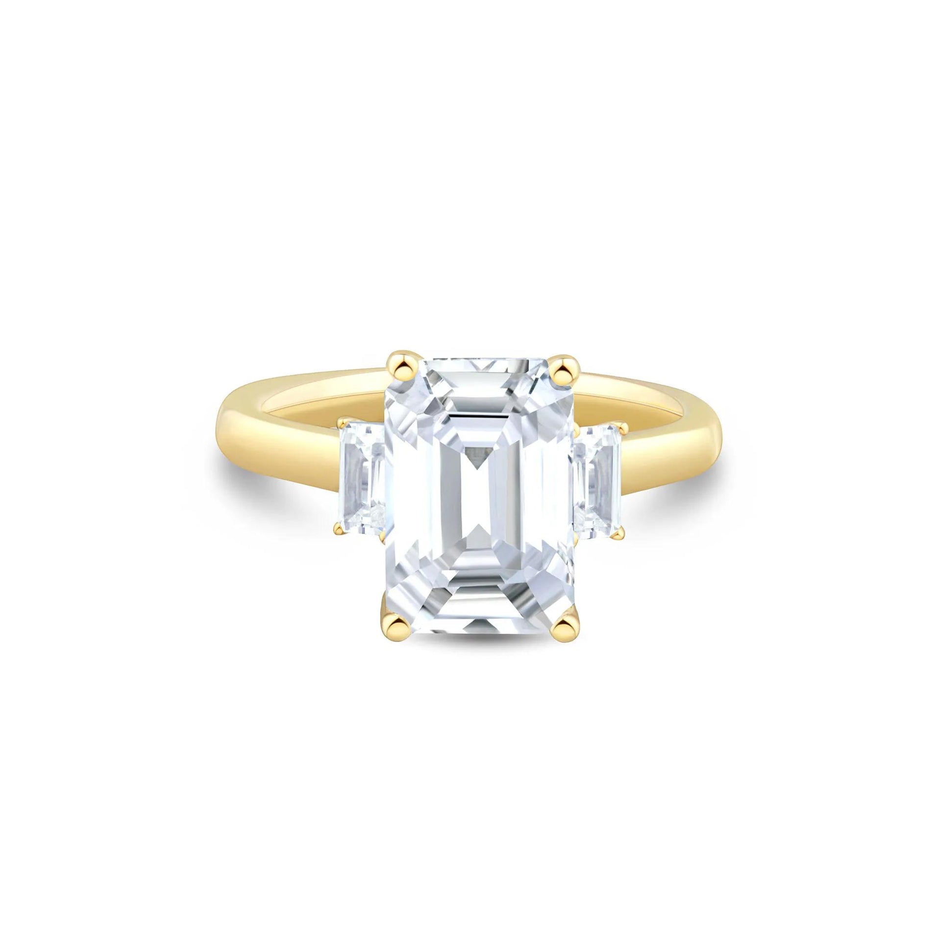 4 1/3 CT. Tw. Lab Grown Diamond Emerald-Cut Engagement Ring 14K Yellow Gold Size 7 1mm