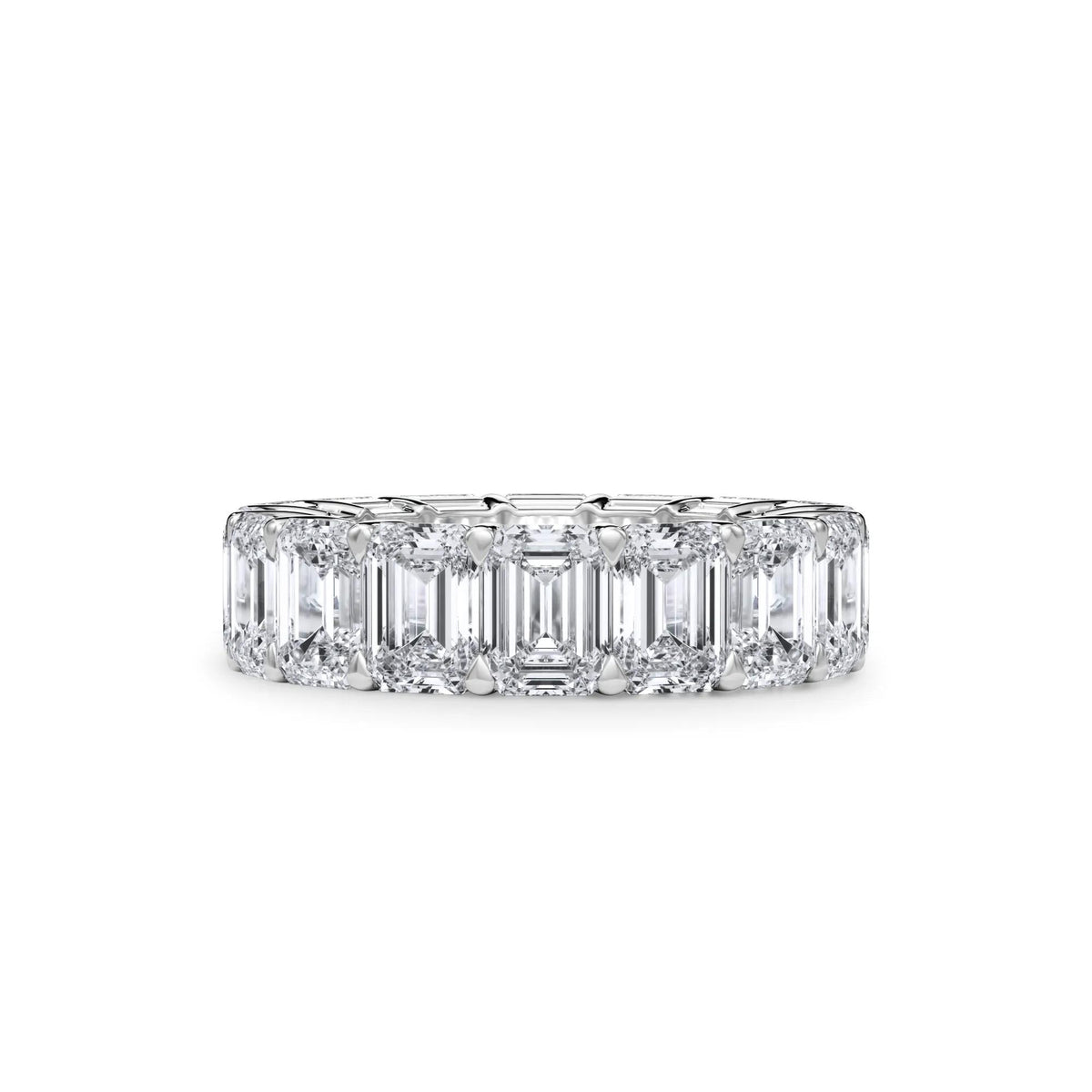 12 CT. Tw. Lab Grown Diamond Emerald-Cut Eternity Band Ring Platinum White Size 4.5 3mm