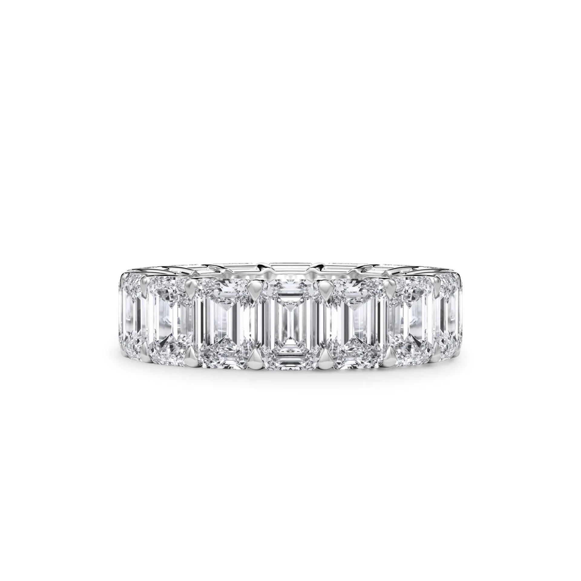 12 CT. Tw. Lab Grown Diamond Emerald-Cut Eternity Band Ring Platinum White Size 9 3mm