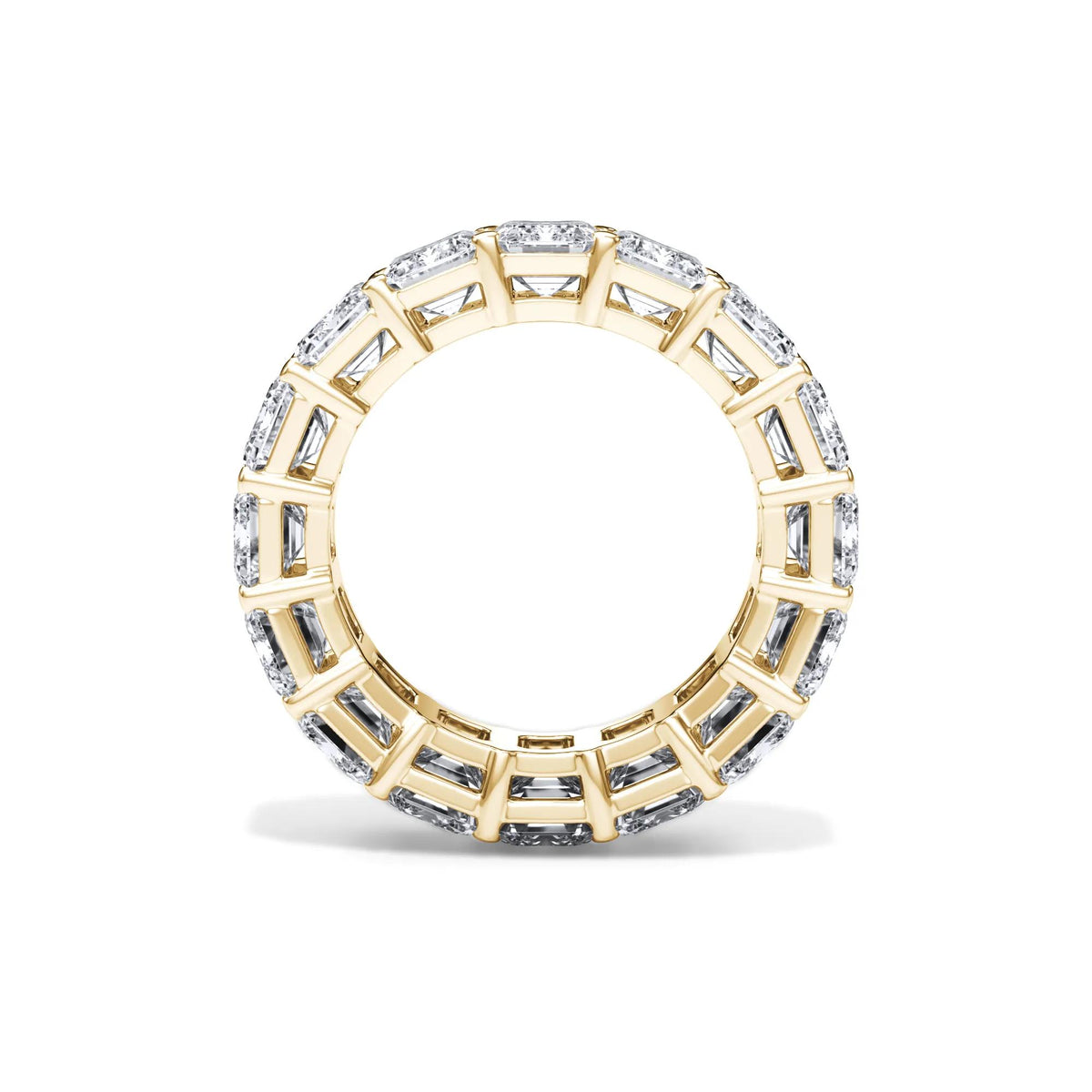 12 CT. Tw. Lab Grown Diamond Emerald-Cut Eternity Band Ring 18K Yellow Gold Size 8.5 3mm