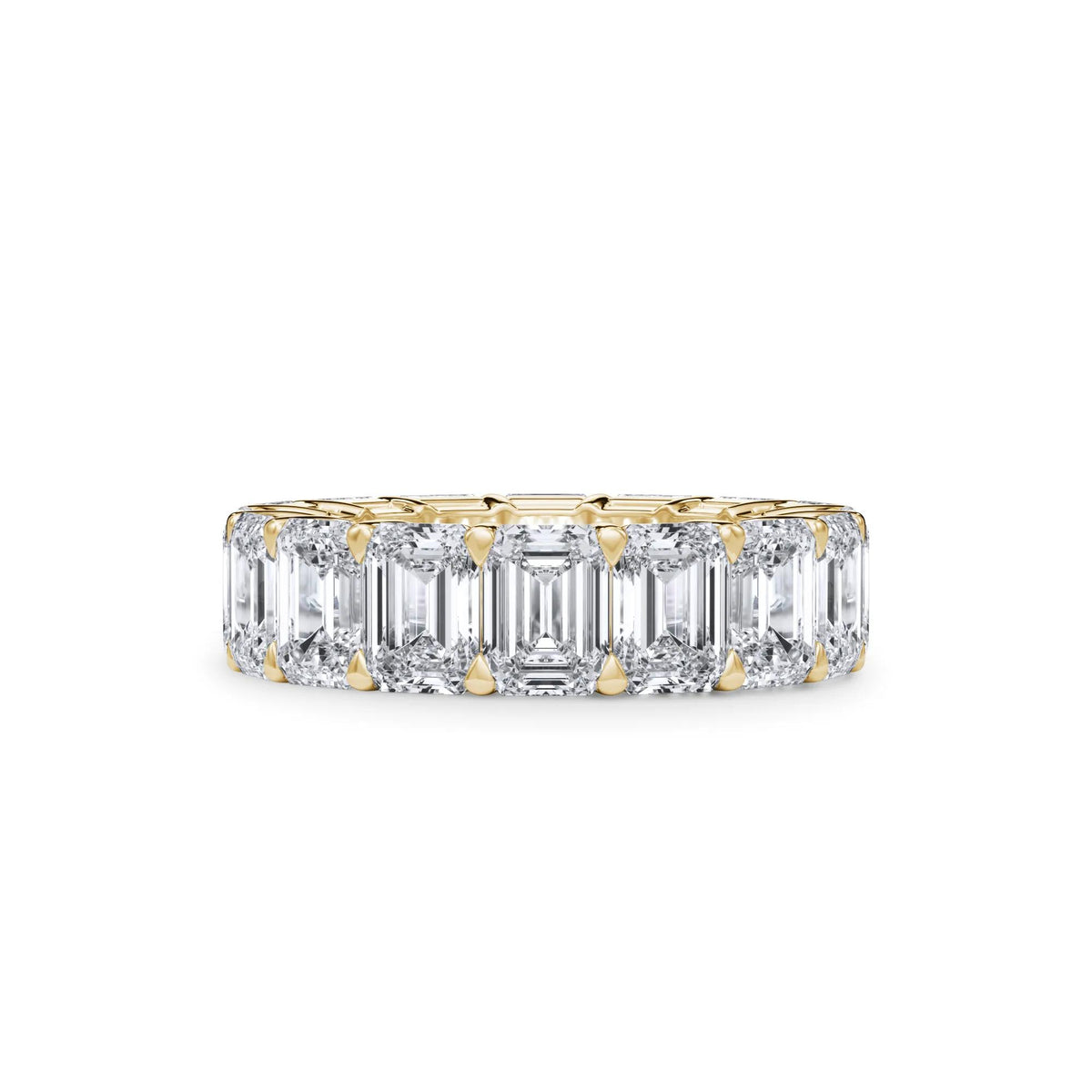12 CT. Tw. Lab Grown Diamond Emerald-Cut Eternity Band Ring 18K Yellow Gold Size 8.5 3mm