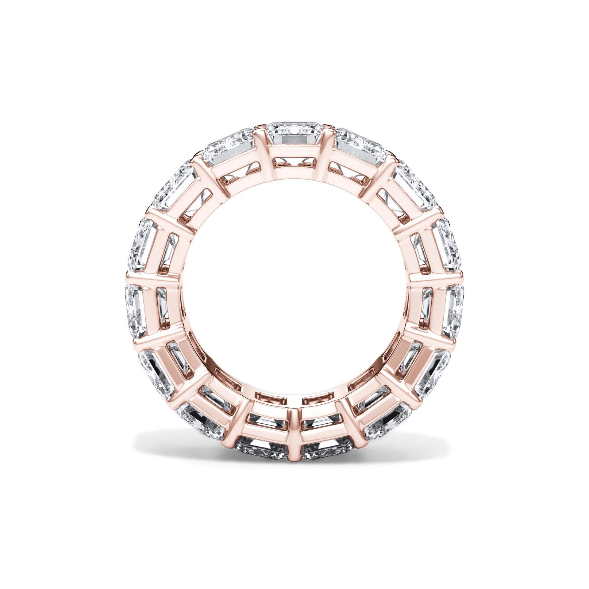 15 CT. Tw. Lab Grown Diamond Emerald-Cut Eternity Band Ring 18K Rose Gold Size 4 3mm