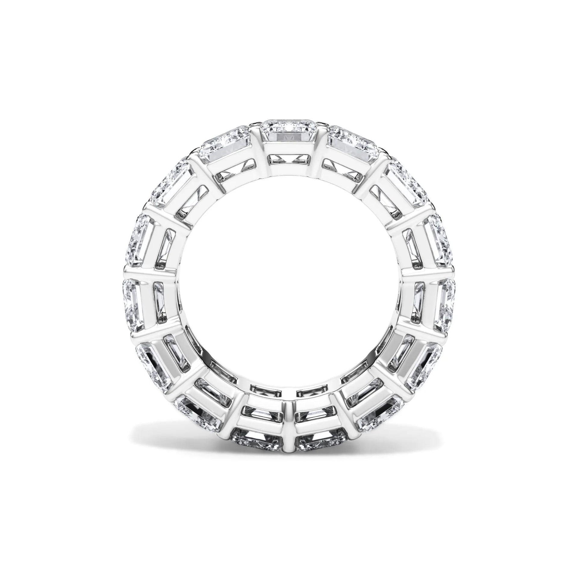 15 CT. Tw. Lab Grown Diamond Emerald-Cut Eternity Band Ring Platinum White Size 7.5 3mm