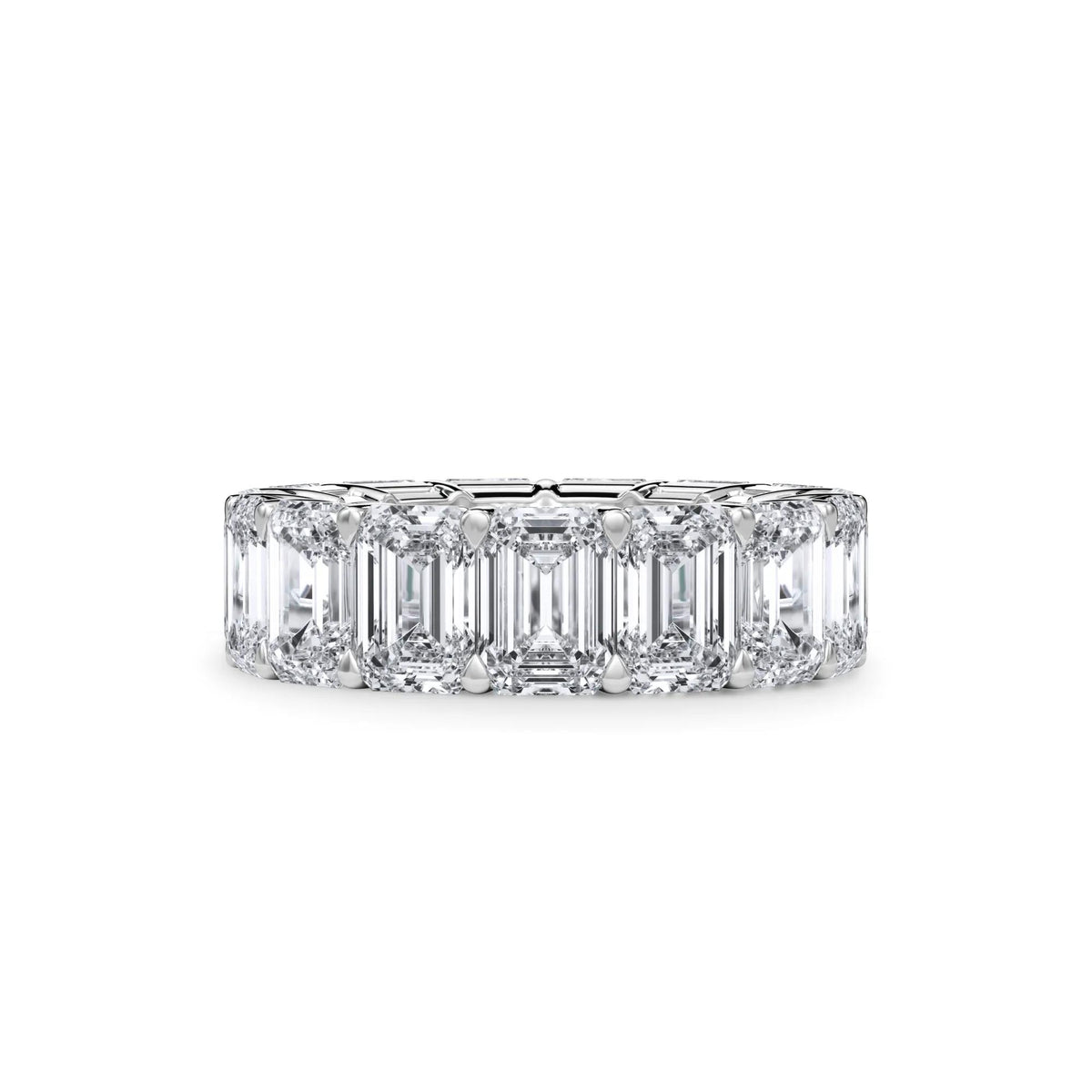 15 CT. Tw. Lab Grown Diamond Emerald-Cut Eternity Band Ring Platinum White Size 7.5 3mm