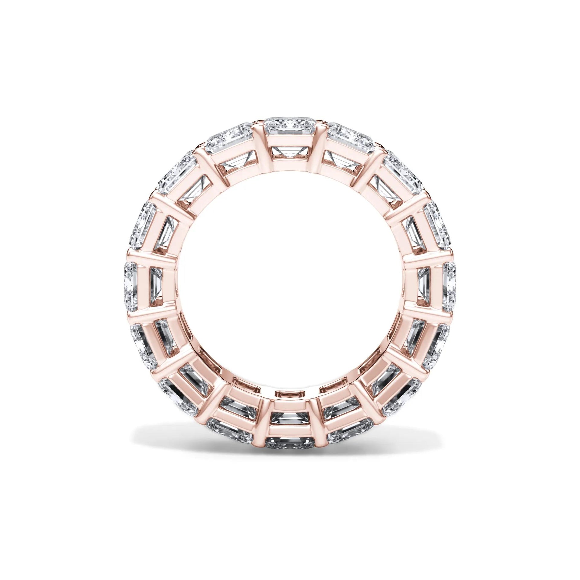 12 CT. Tw. Lab Grown Diamond Emerald-Cut Eternity Band Ring 18K Rose Gold Size 8.5 3mm