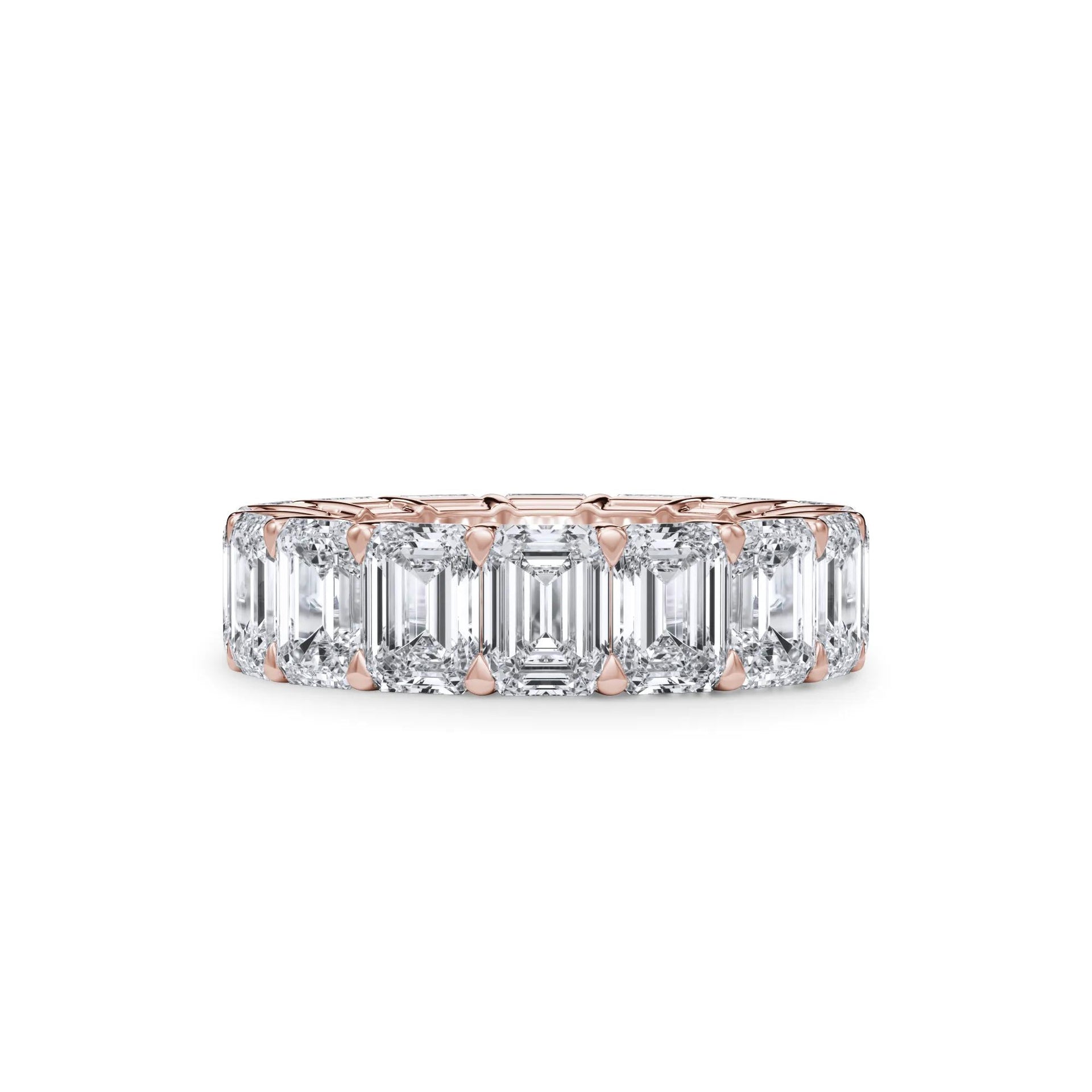 12 CT. Tw. Lab Grown Diamond Emerald-Cut Eternity Band Ring 18K Rose Gold Size 8.5 3mm
