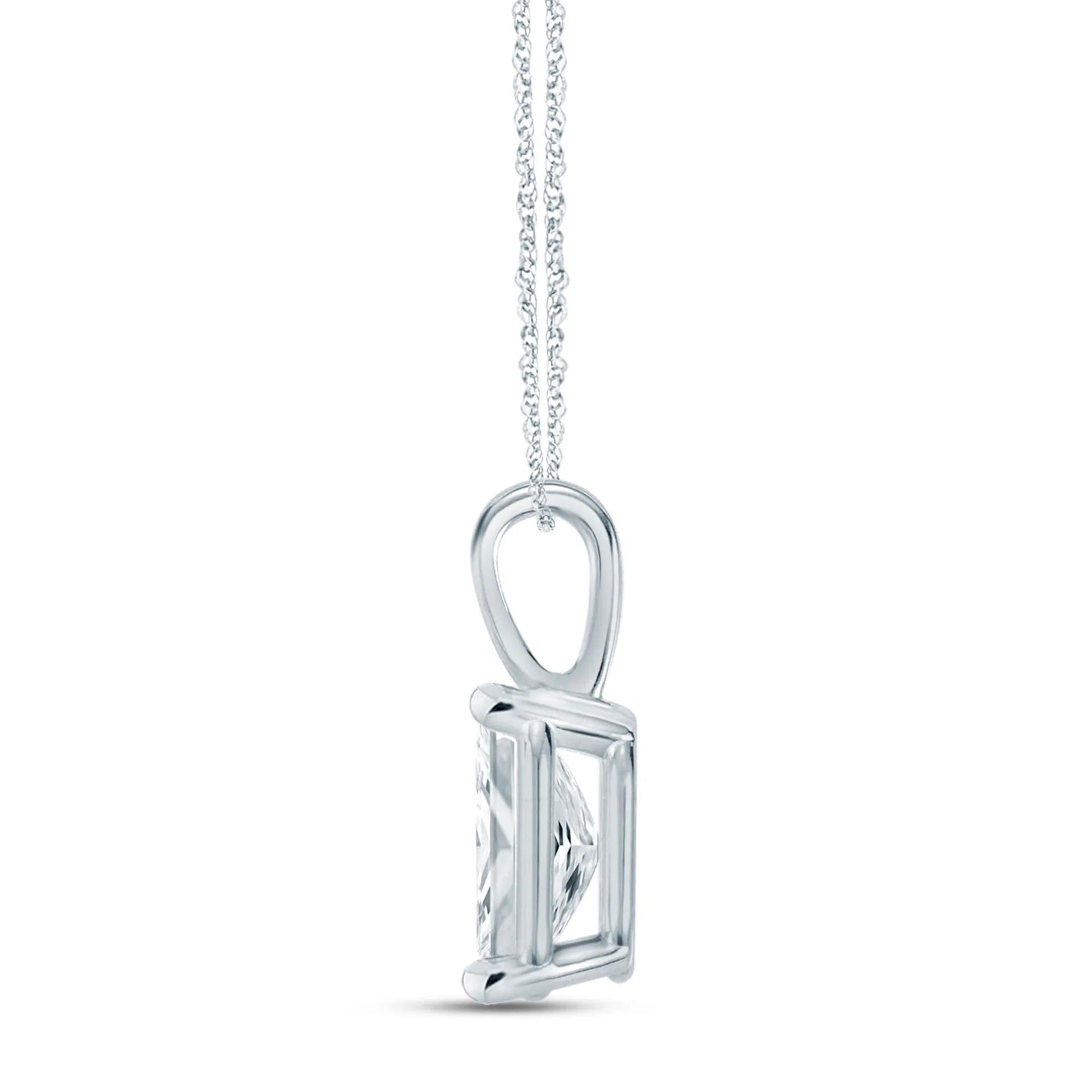 1/2 CT. Tw. Lab Grown Diamond Emerald-Cut Pendant Necklace 10K White Gold Size 18"