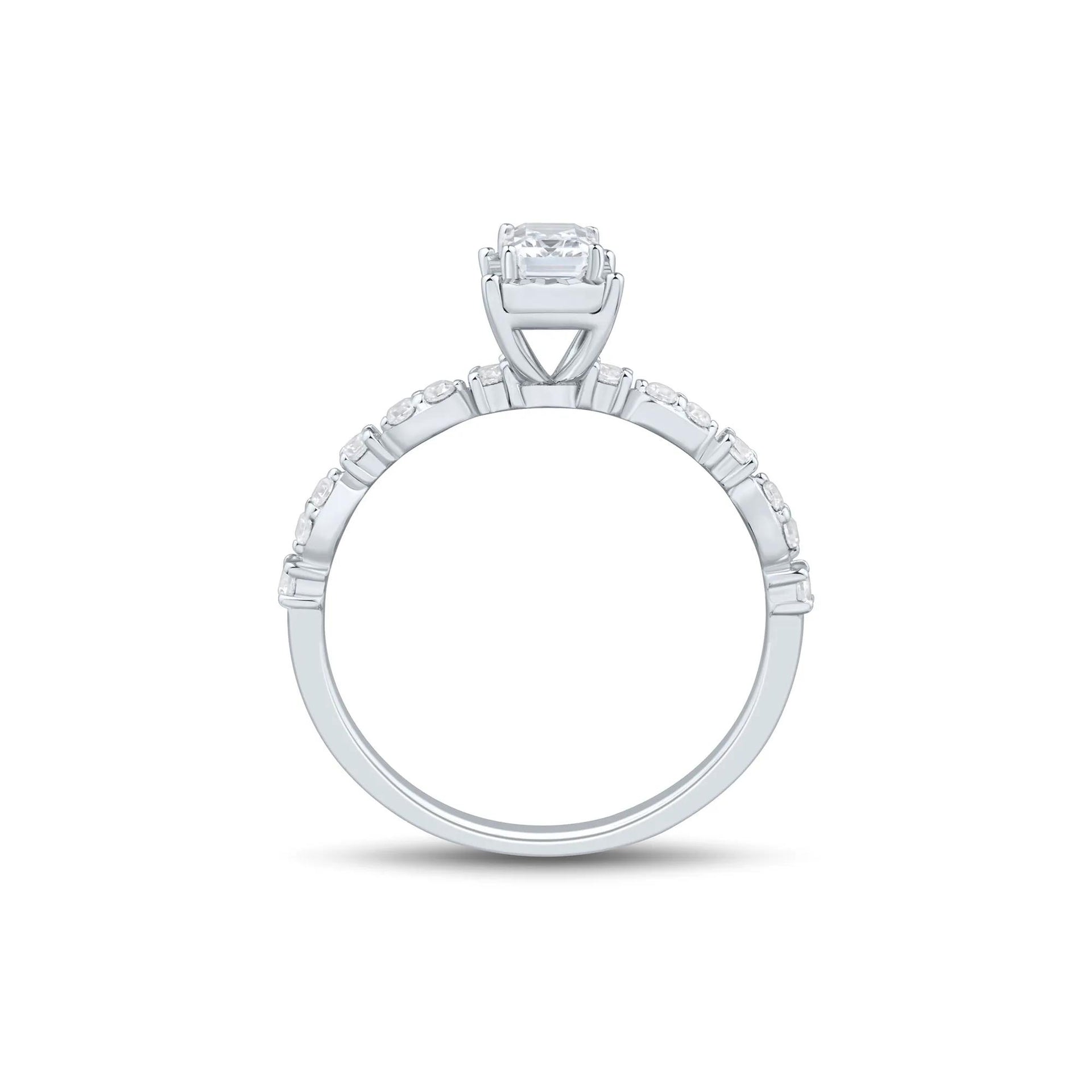 1/2 CT. Tw. Lab Grown Diamond Emerald-Cut Promise Ring 10K White Gold Size 9 1mm